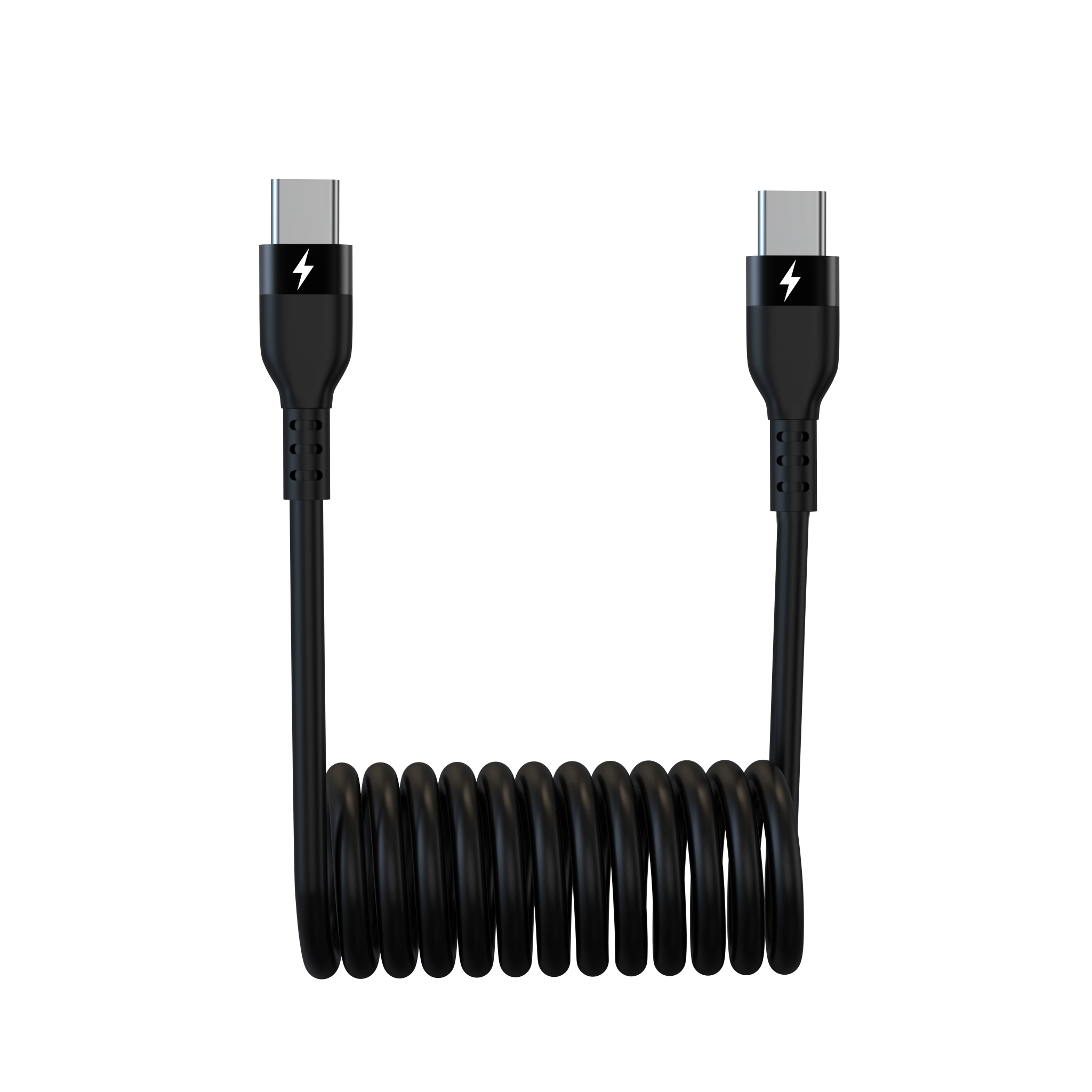 Sinox USB C-spiralkabel. 1m. Svart