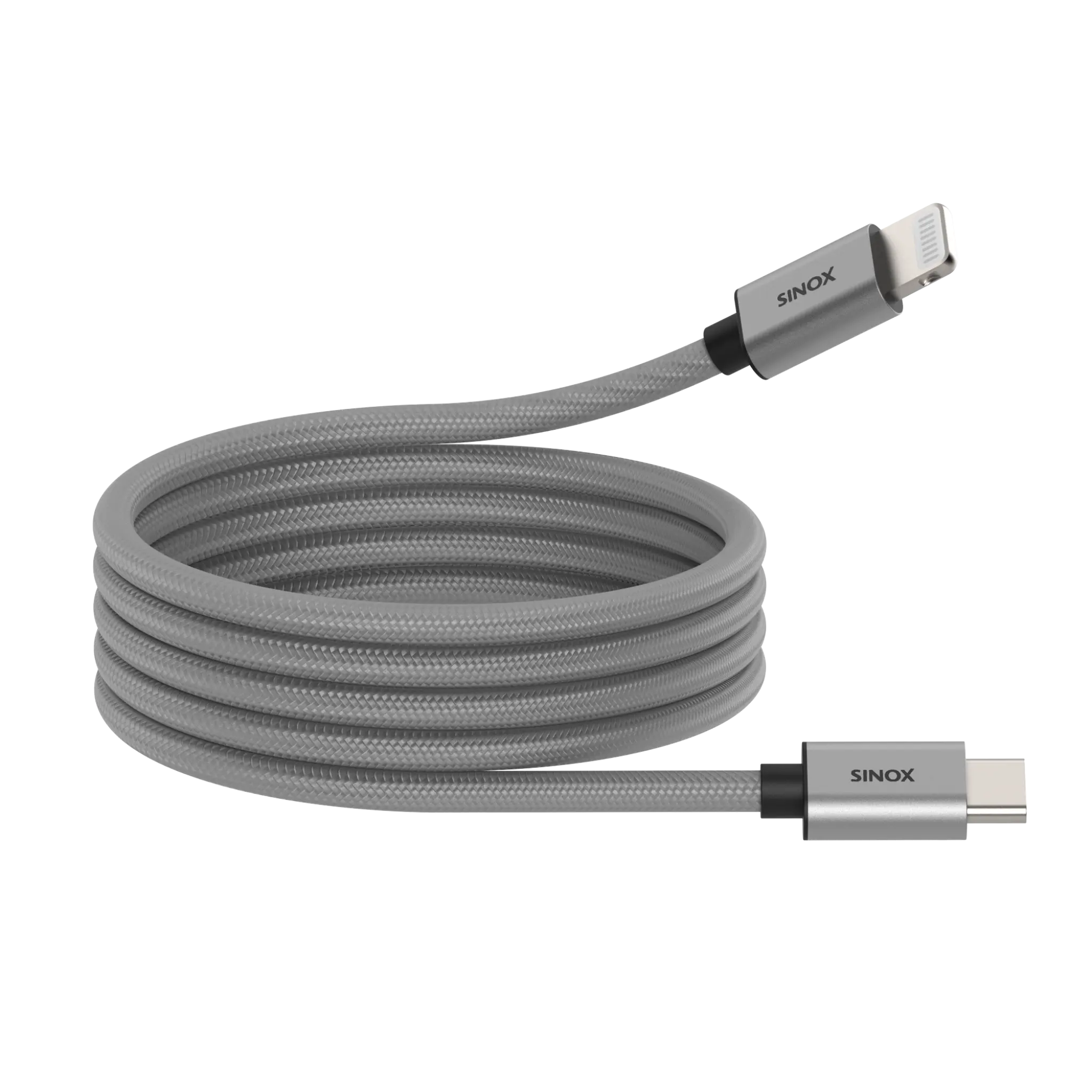 Sinox PRO USB C til Lightning magnetisk kabel. 1m. Grå