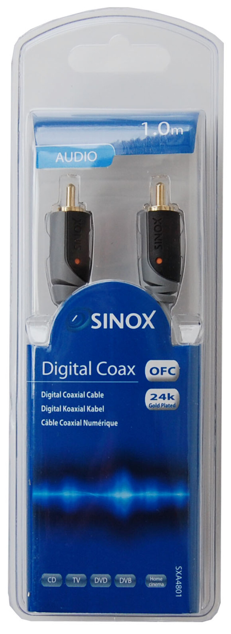 Sinox Digital Coax cable. 1m. Grey/black