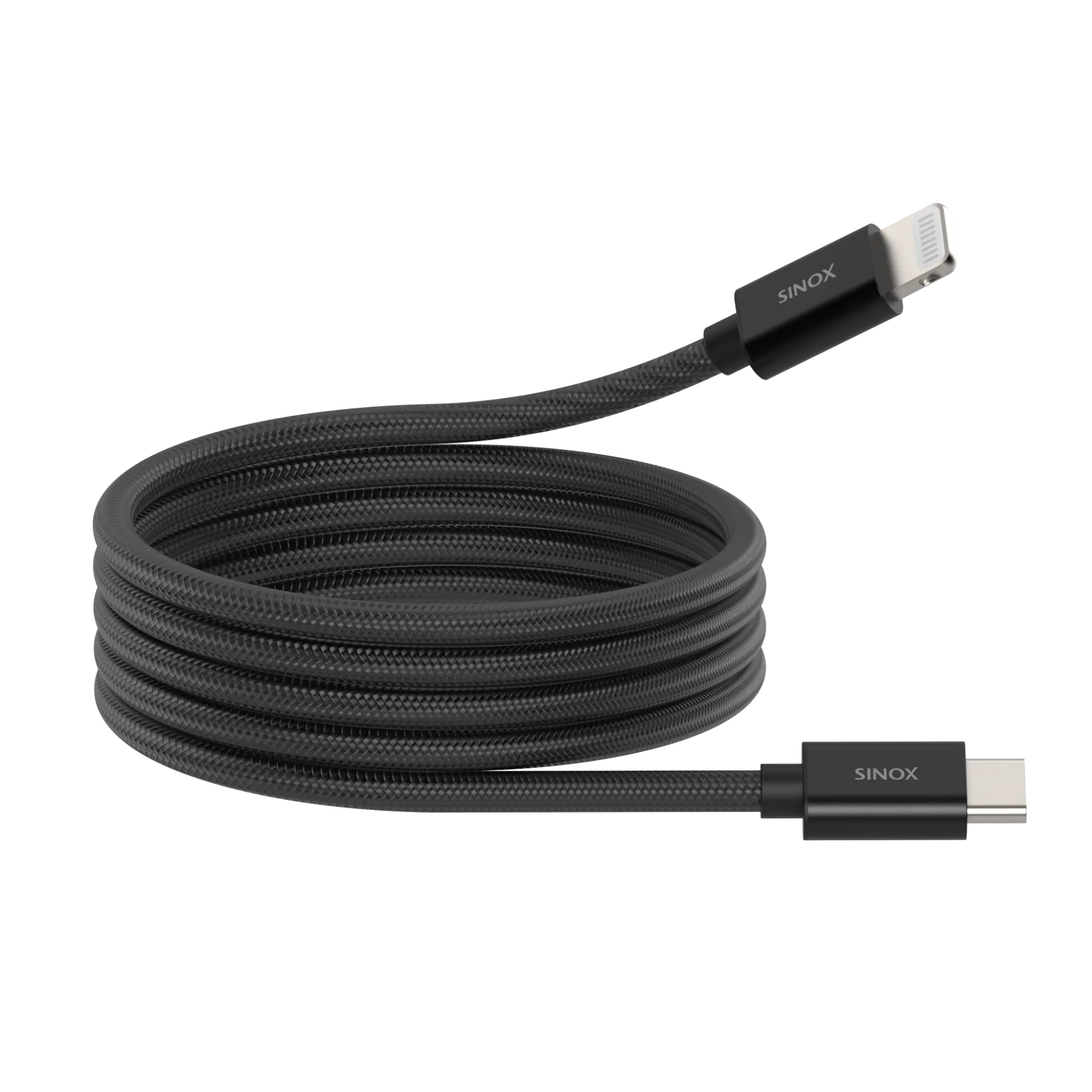 Sinox PRO USB C til Lightning magnetisk kabel. 1m. Svart