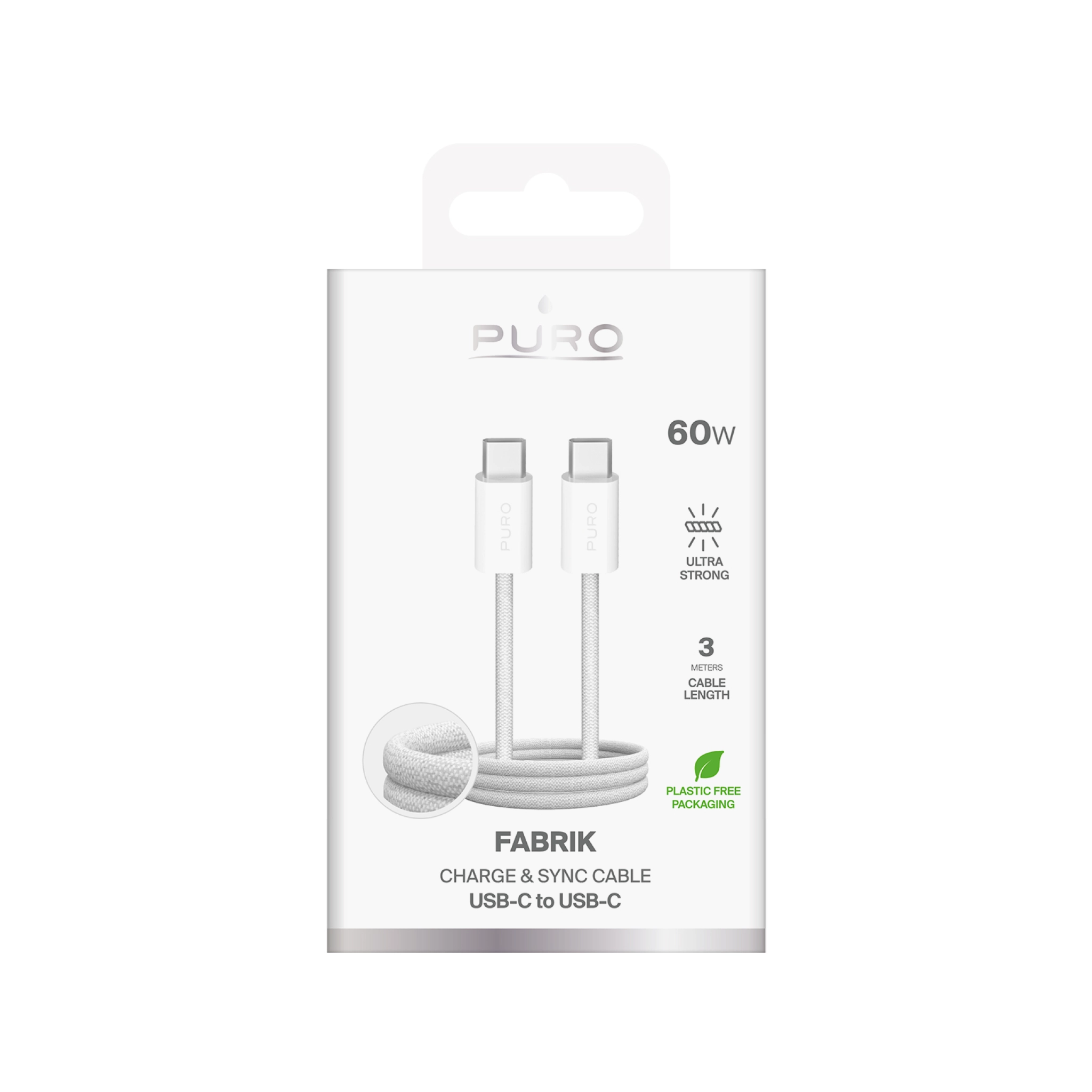 PURO Fabric-kabel "FABRIK" fra USB-C til USB-C