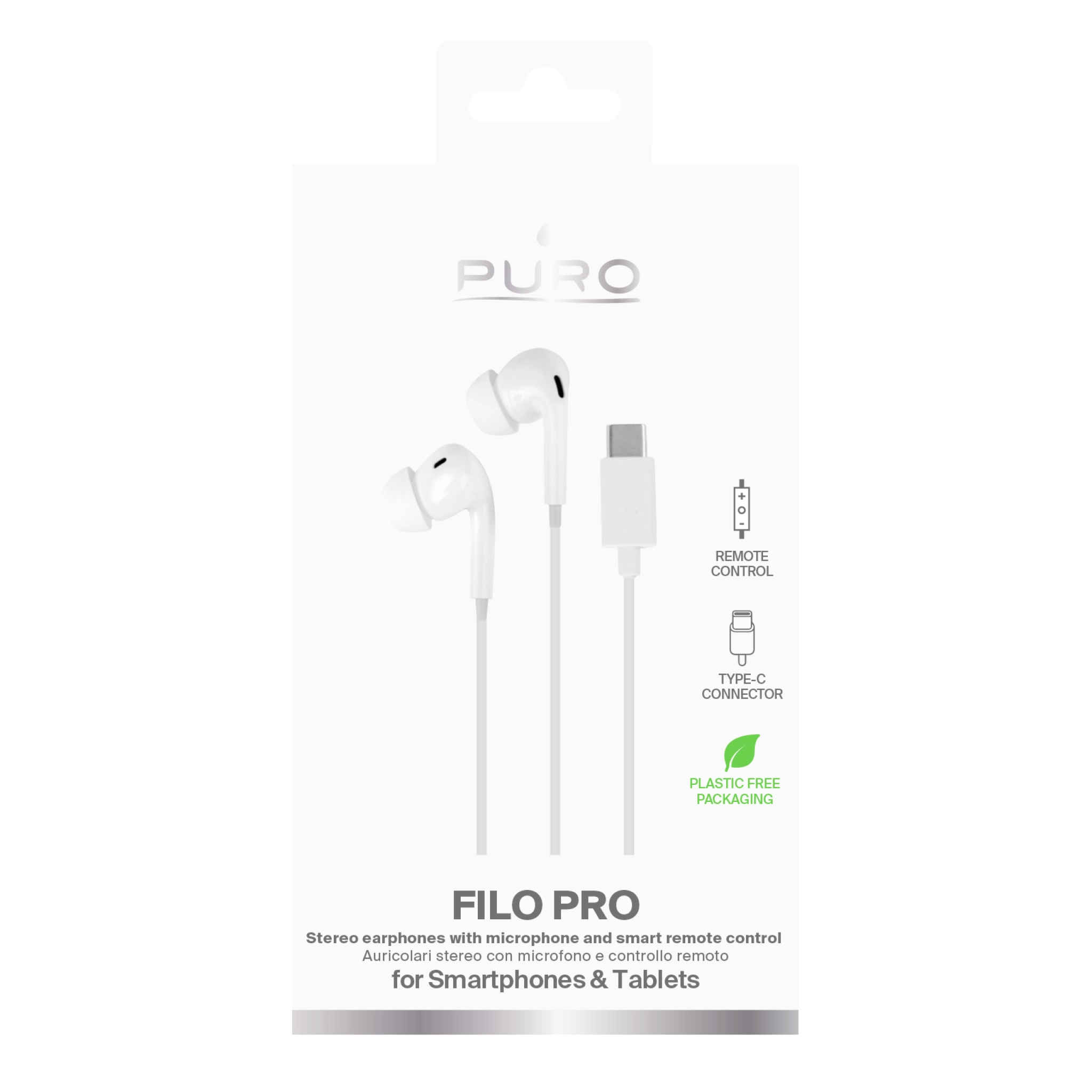 PURO Stereo Earbuds "Filo Pro" med USB-C-kontakt