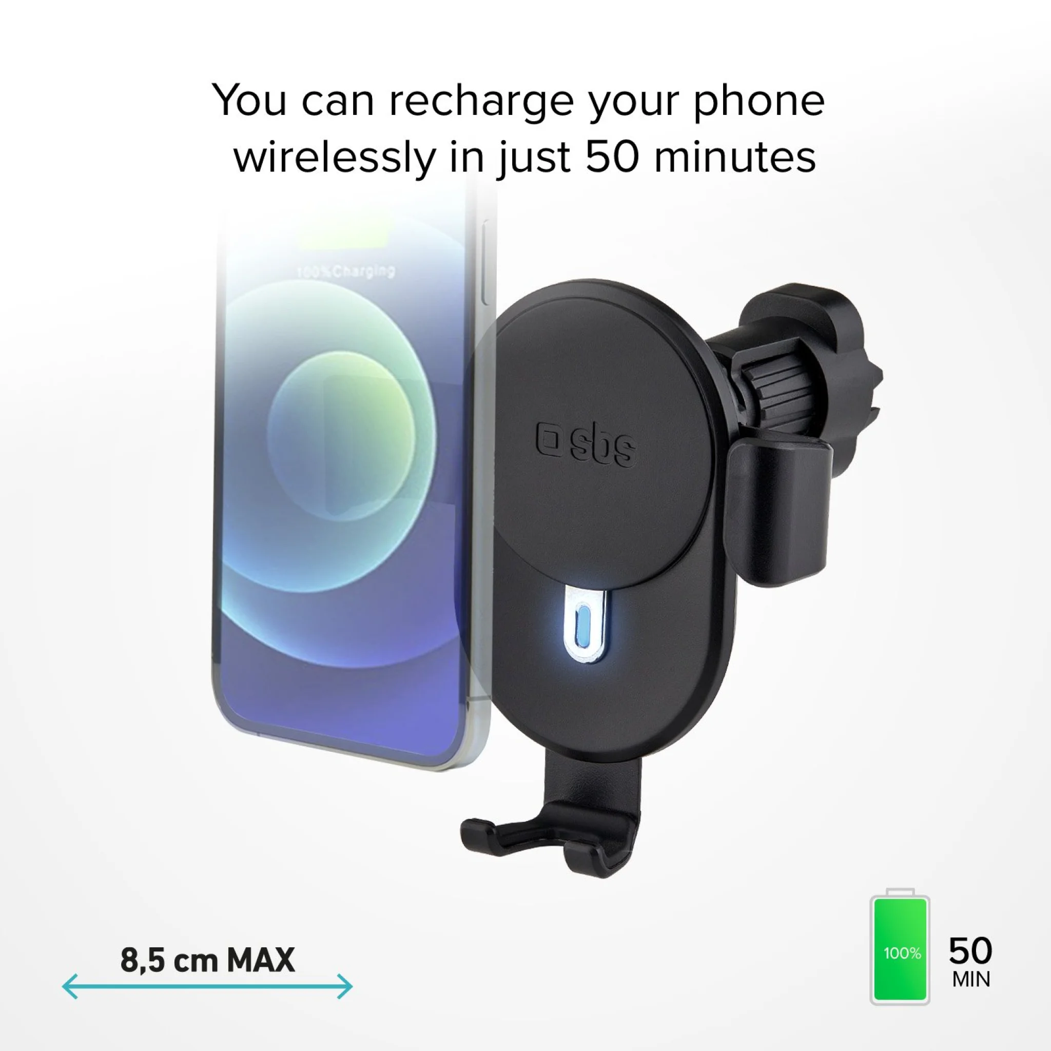 SBS Phone Holder Pro for Cars with Wireless Charging. 15W