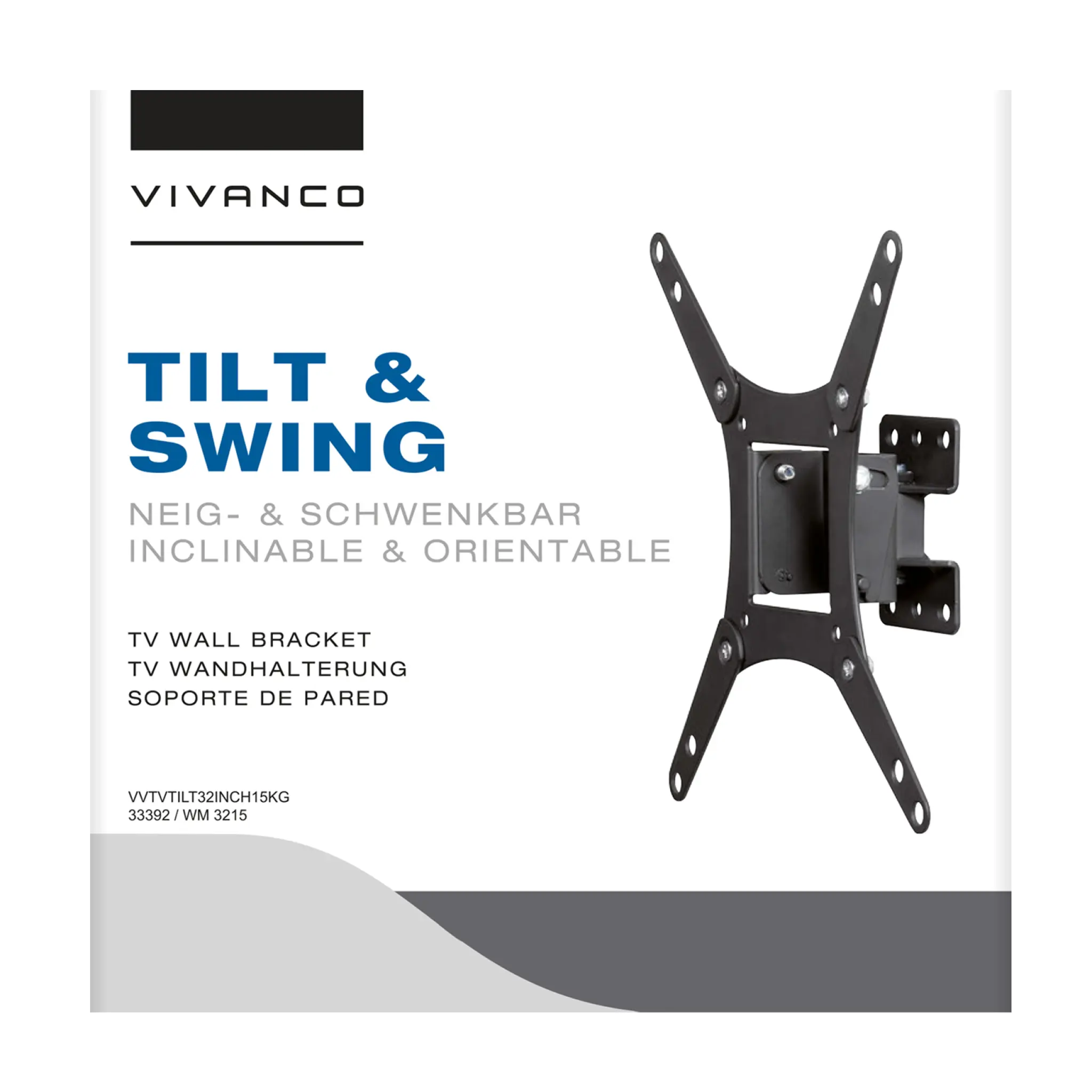 Vivanco TV-veggmontering, TILT, 43", 15 kg, VESA 200x200