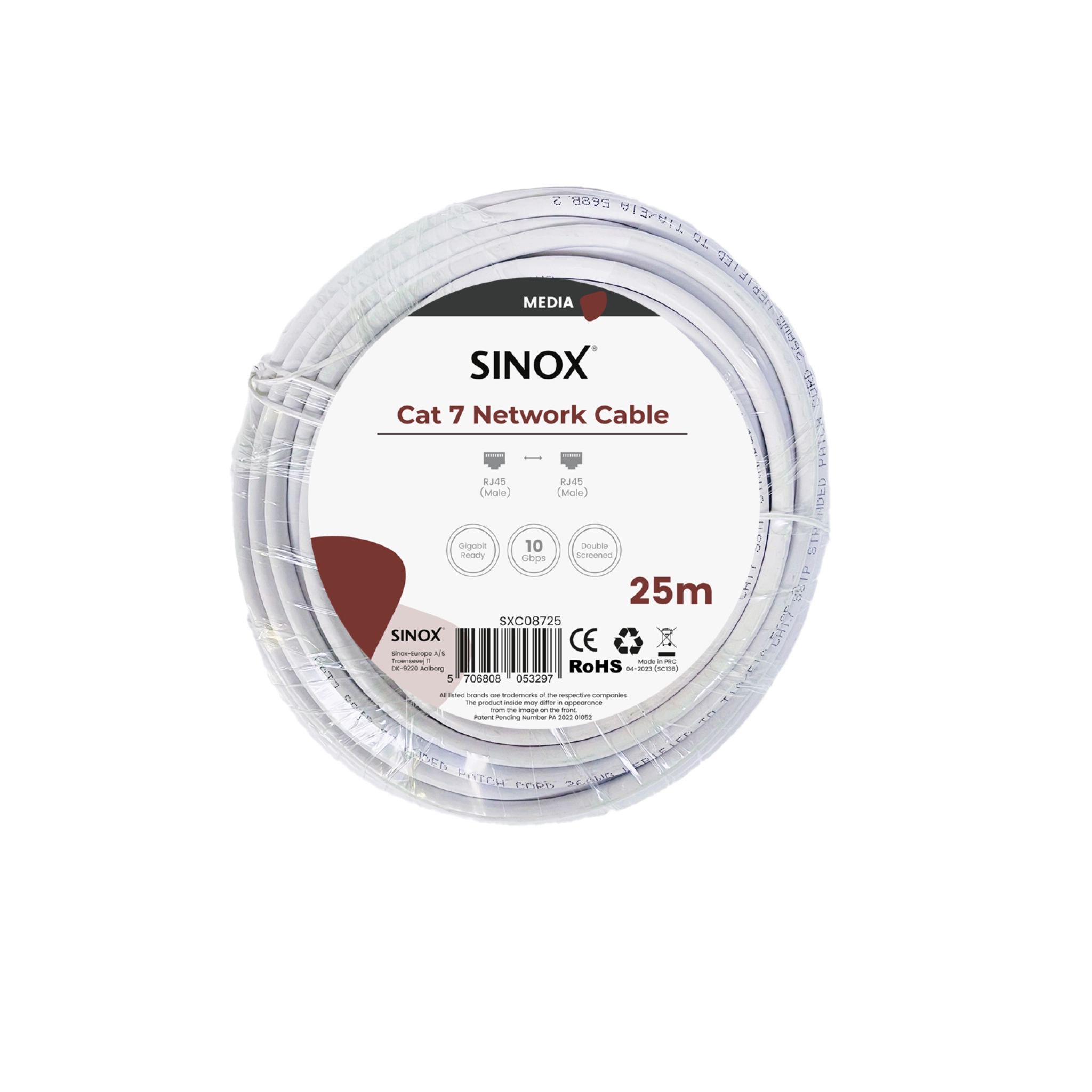Sinox PRO S-FTP Cat7 Network Cable. 25m. White