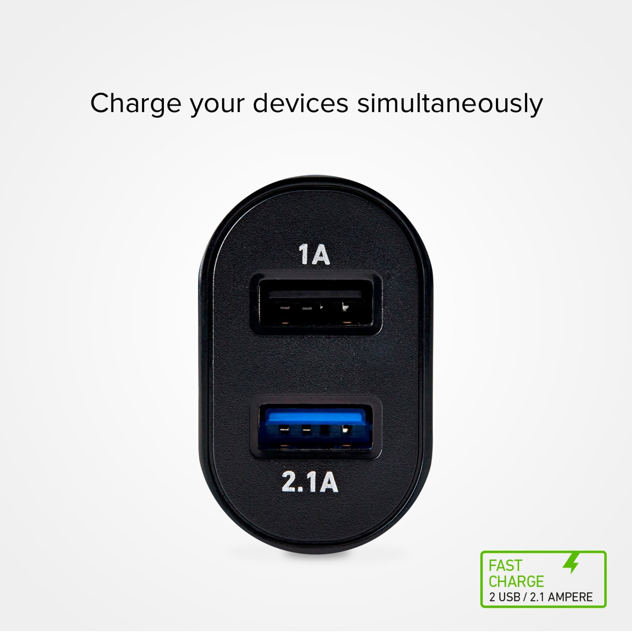 SBS 2100 mAh Charger. 2.1A + 1A. Black