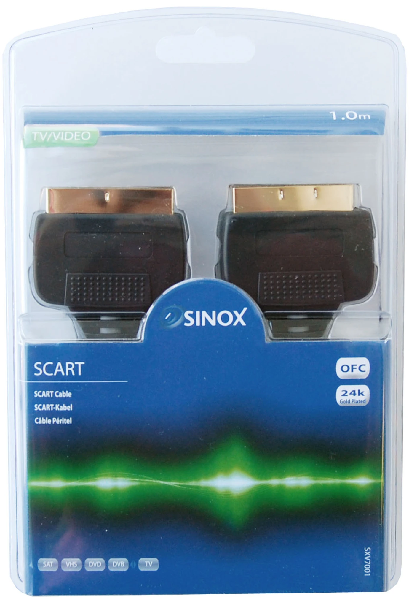 Sinox Scart-kabel. 1m. Svart