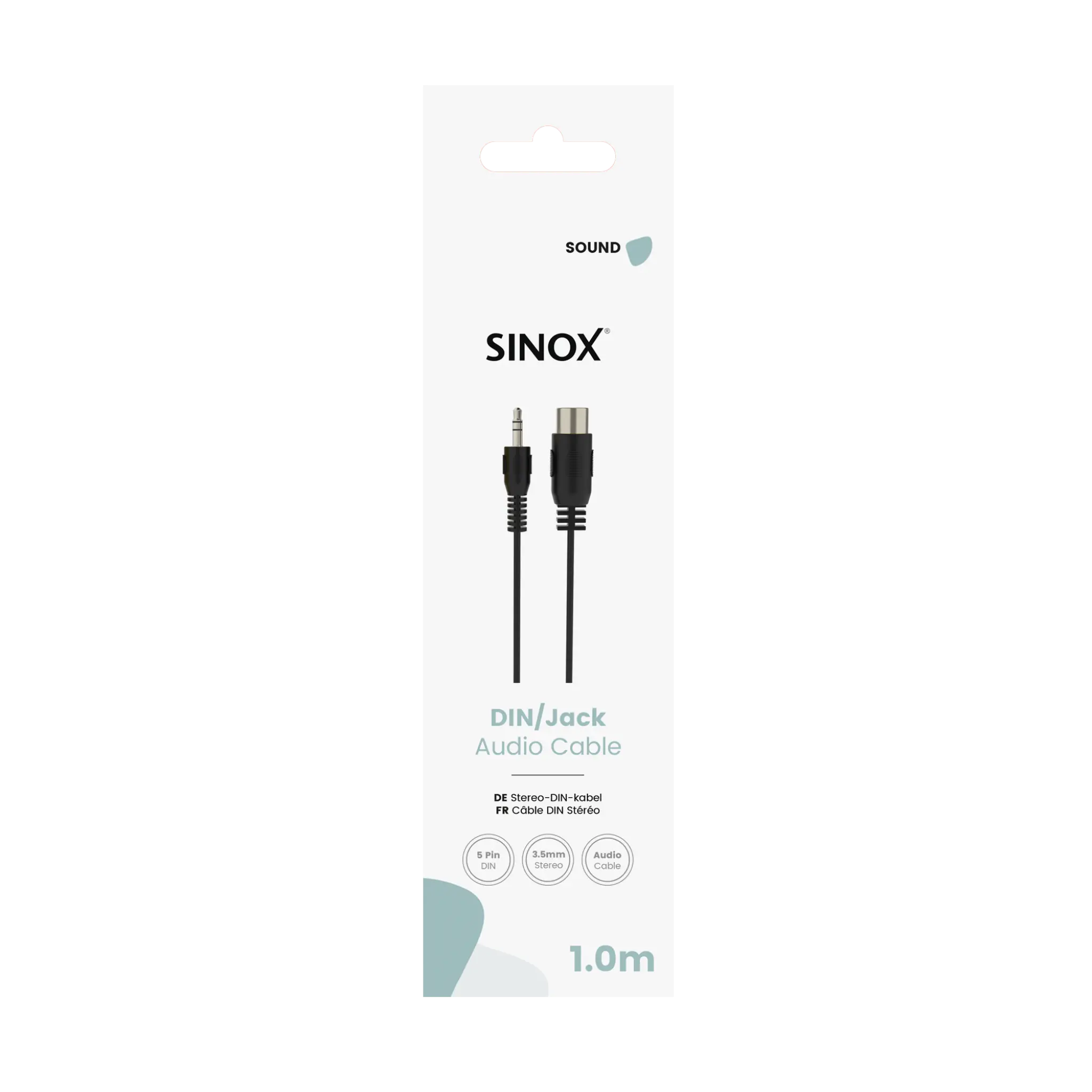 Sinox 5-pinners DIN til minijack-kabel. 1m. Svart