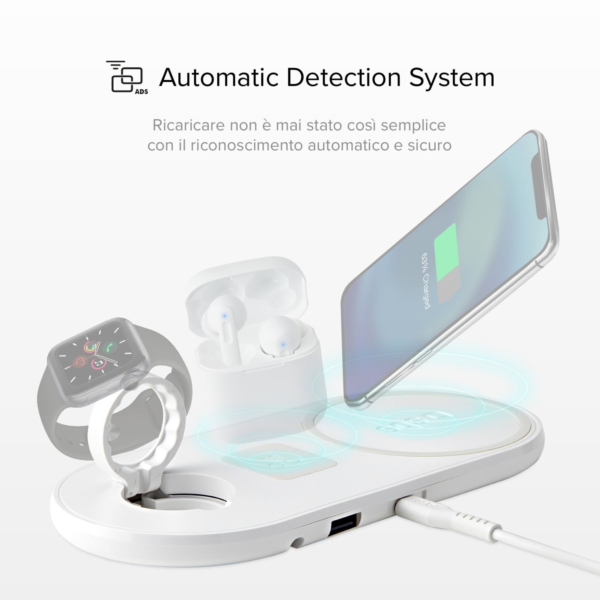 SBS 10W Wireless Charging Base x3. White