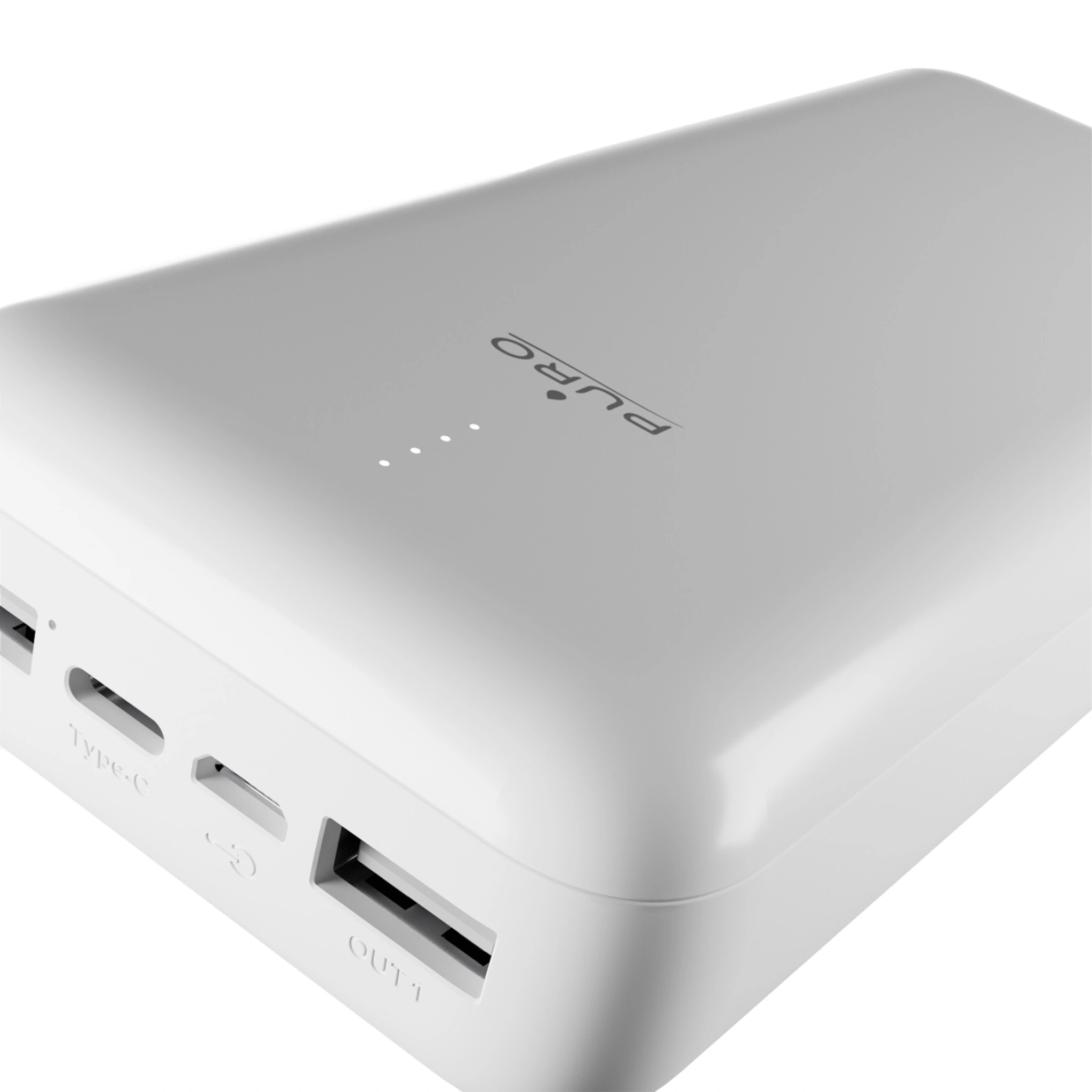 PURO Power Bank 20000 mAh USB-C + 2 USB-A hurtiglading. Hvit