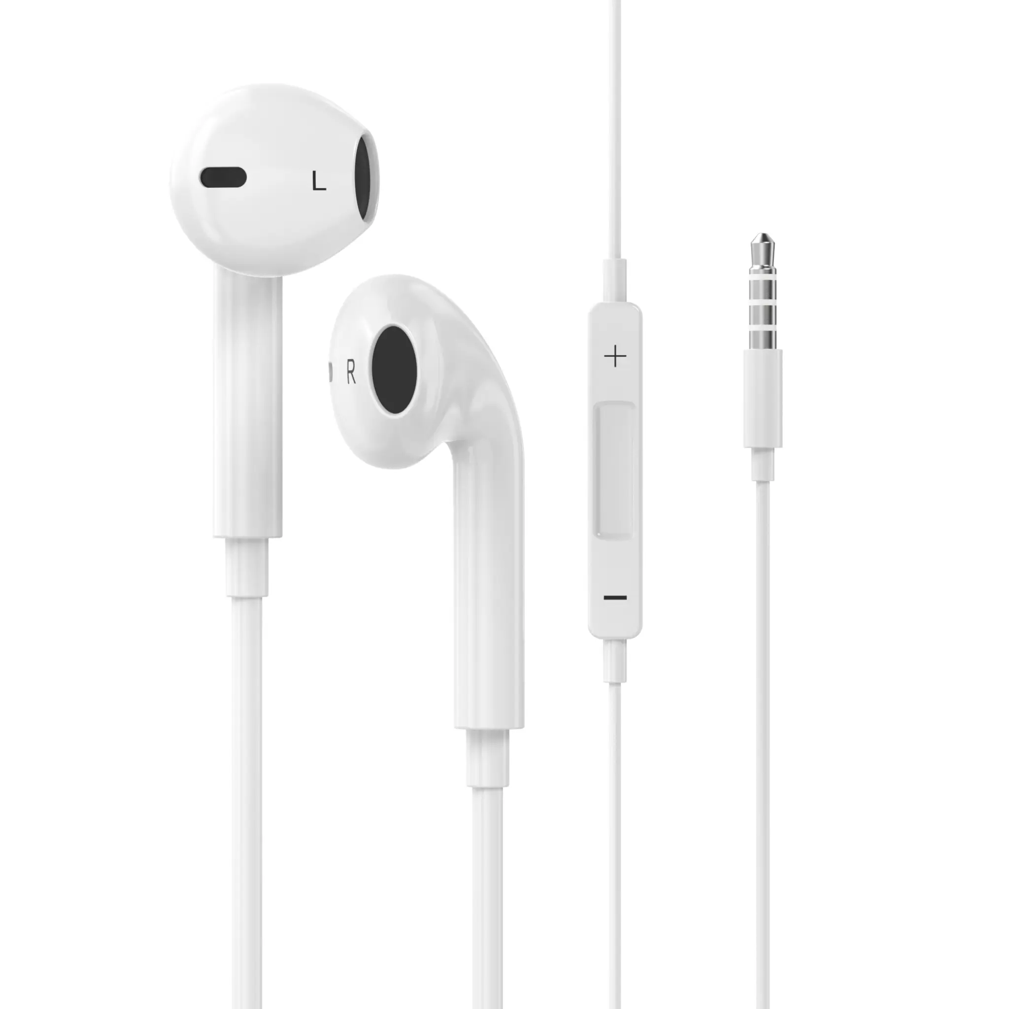 Techammo In-Ear-hodetelefoner 3,5 mm med mikrofon. Hvit