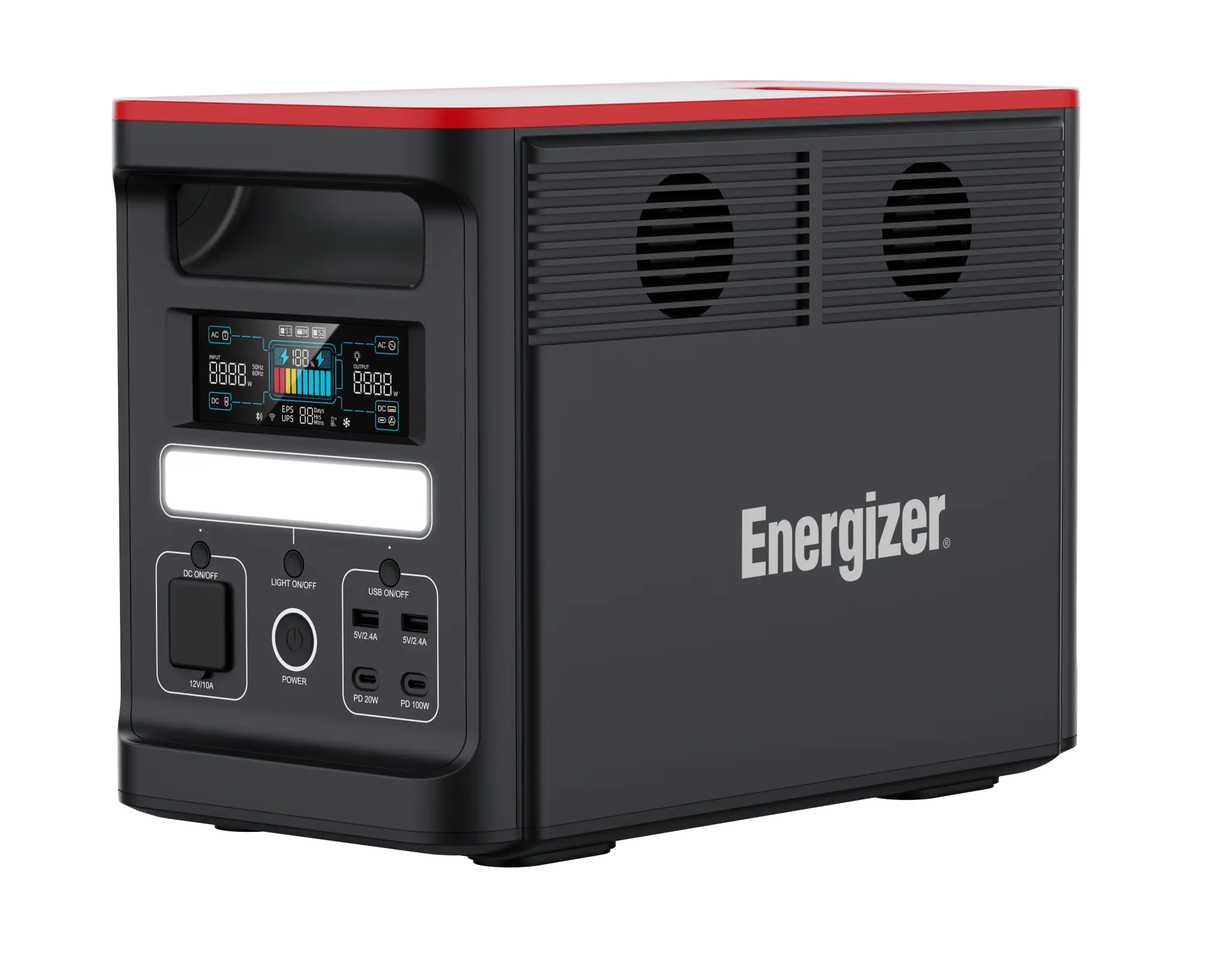 Energizer 1536Wh reservestrømstasjon med 1800 W effekt. Svart