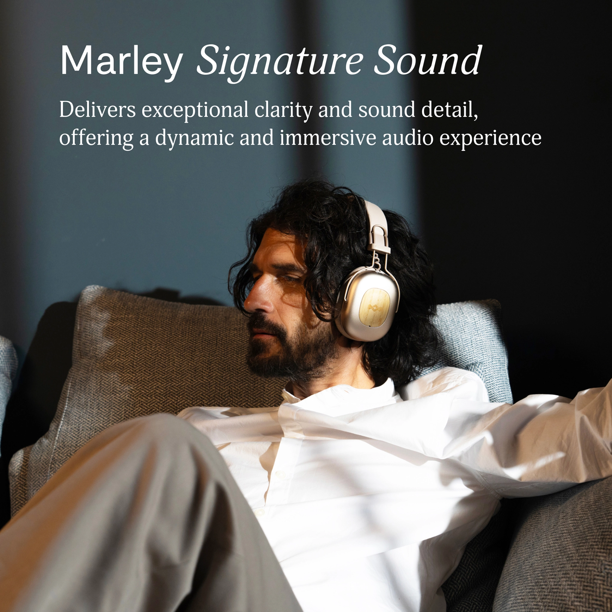 Marley Positive Vibration Rebel ANC-hodetelefoner. Krem