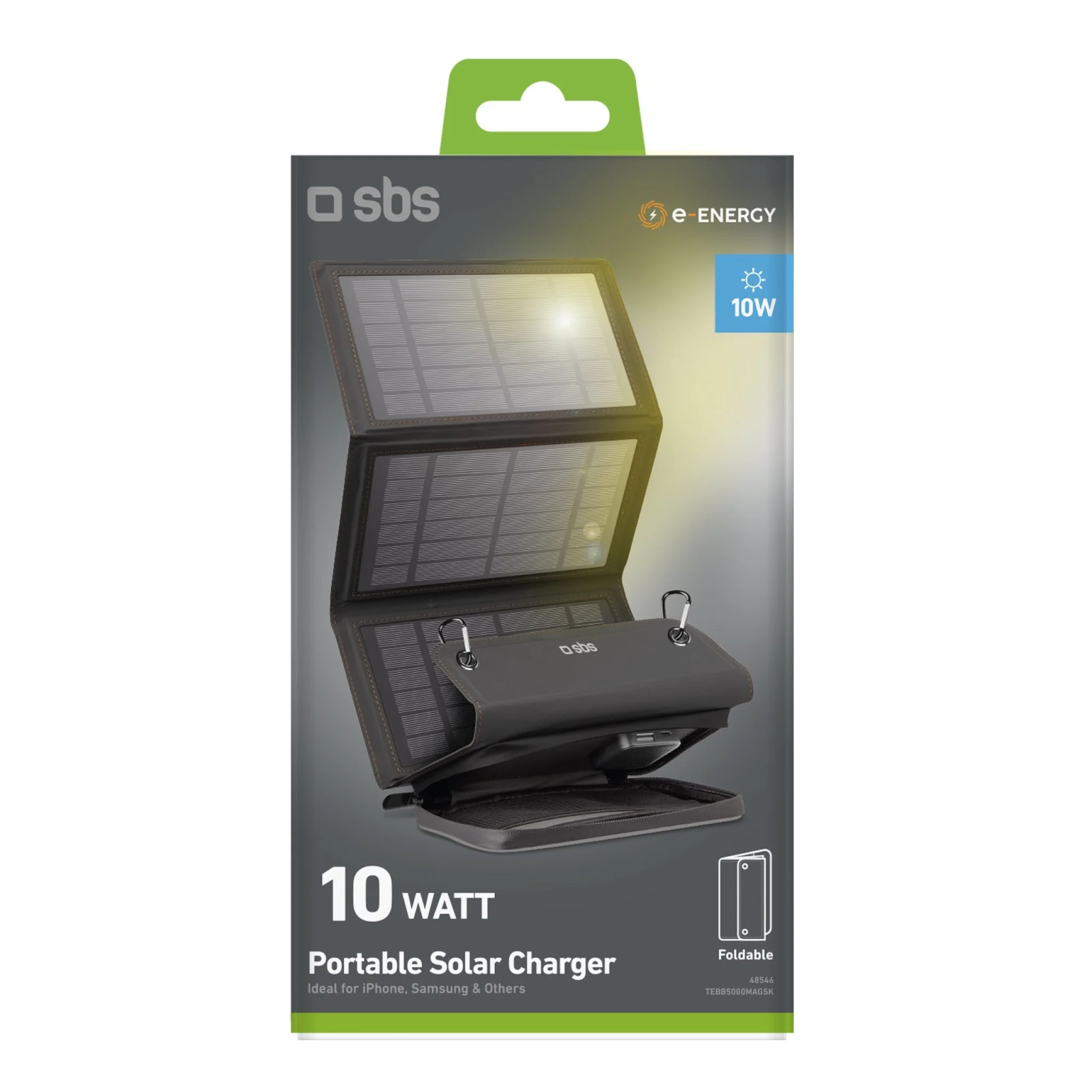 SBS Portable Solar-Powered Battery Charger. 10W