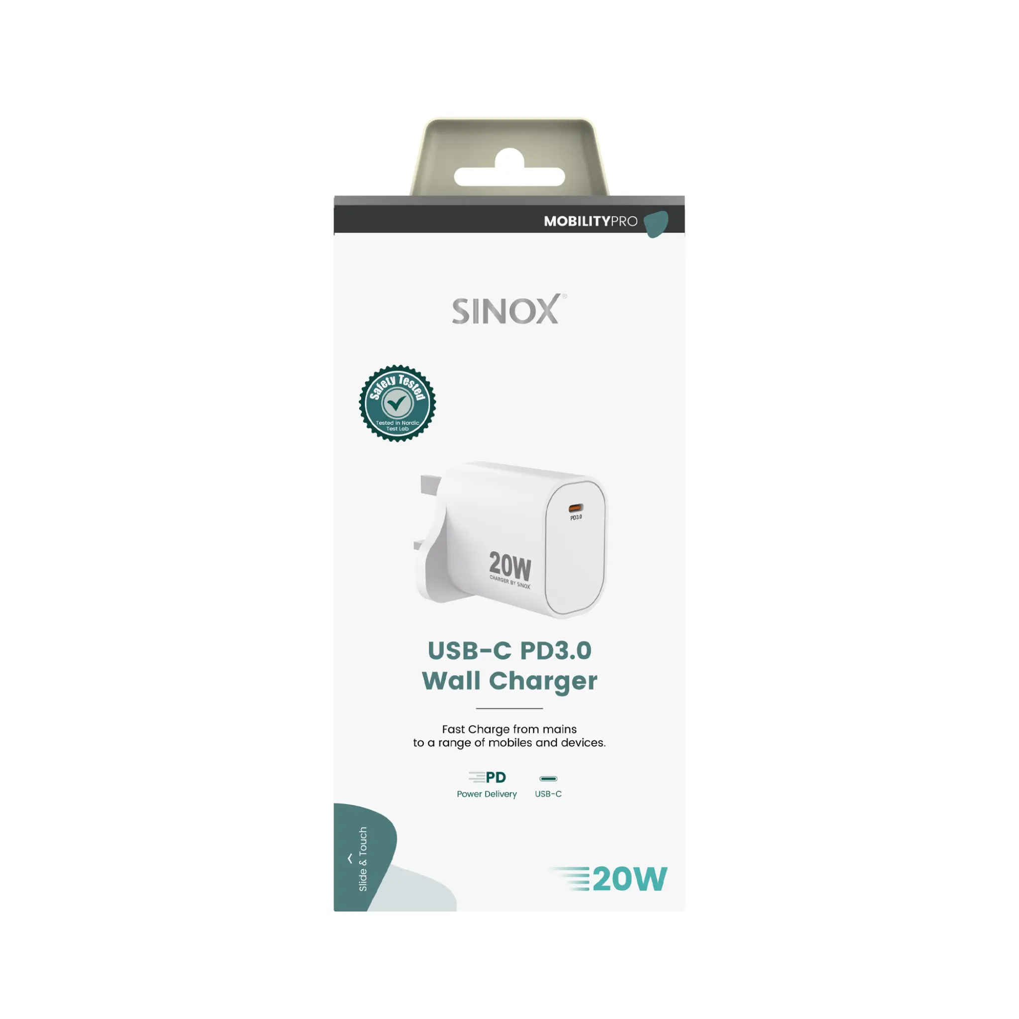 Sinox PRO vegglader USB-C PD 20W. Hvit