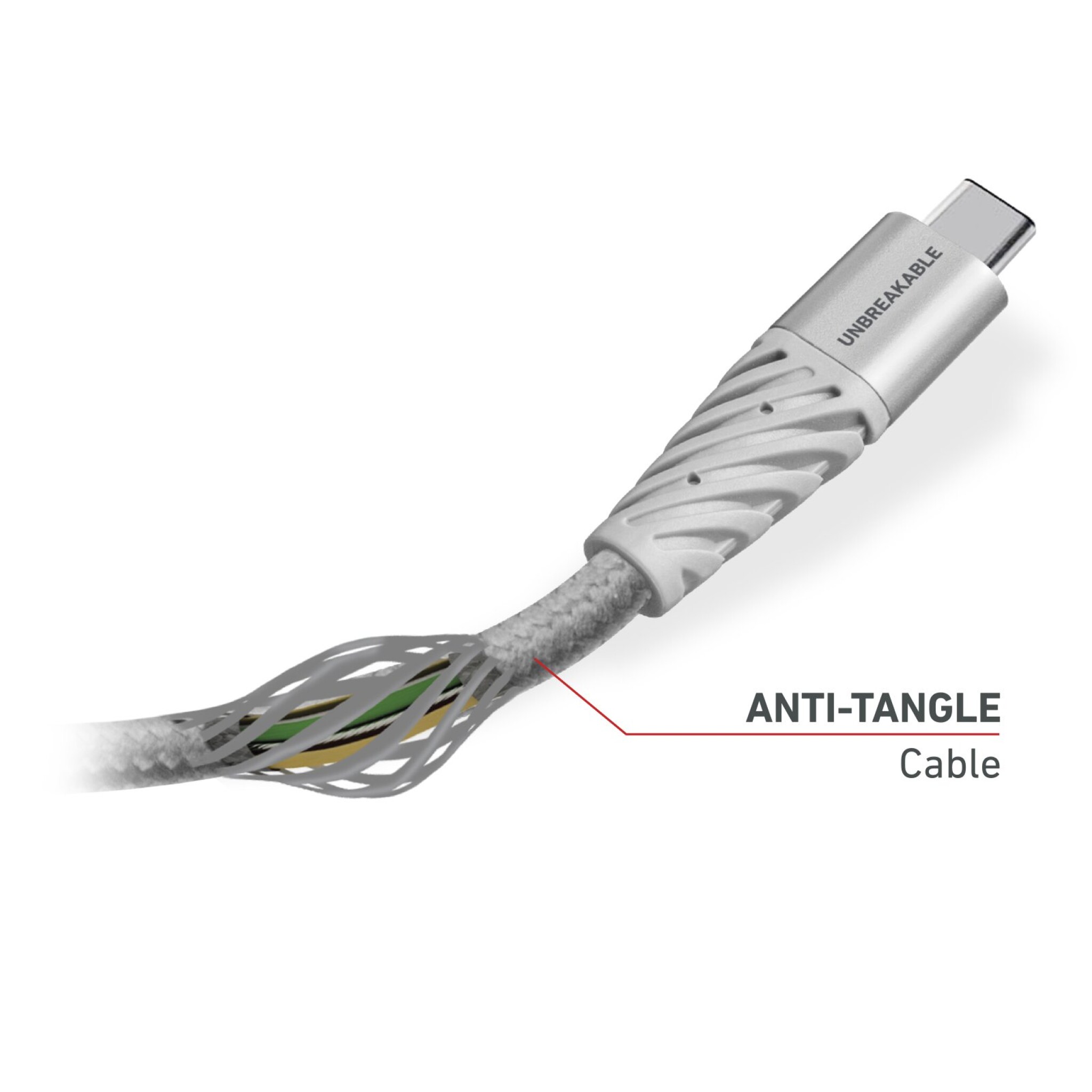 SBS Ultra-Durable Aramid Fibre USB - USB C Cable. Grey