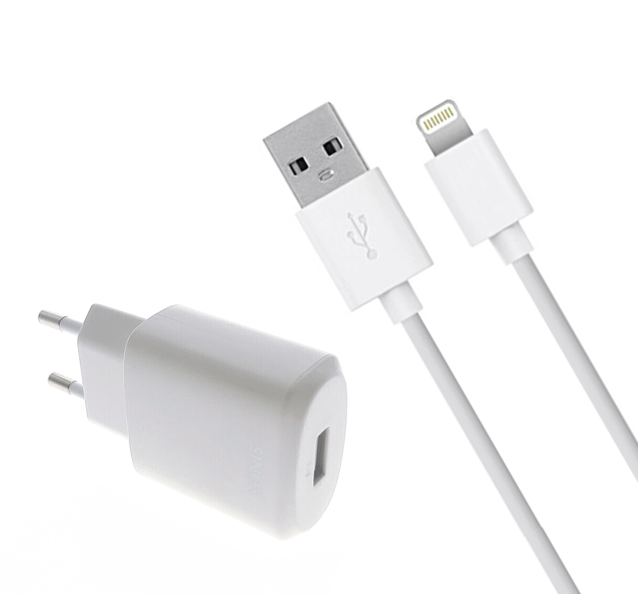 Sinox 230V USB A Charger w/MFI chip. 1m. White