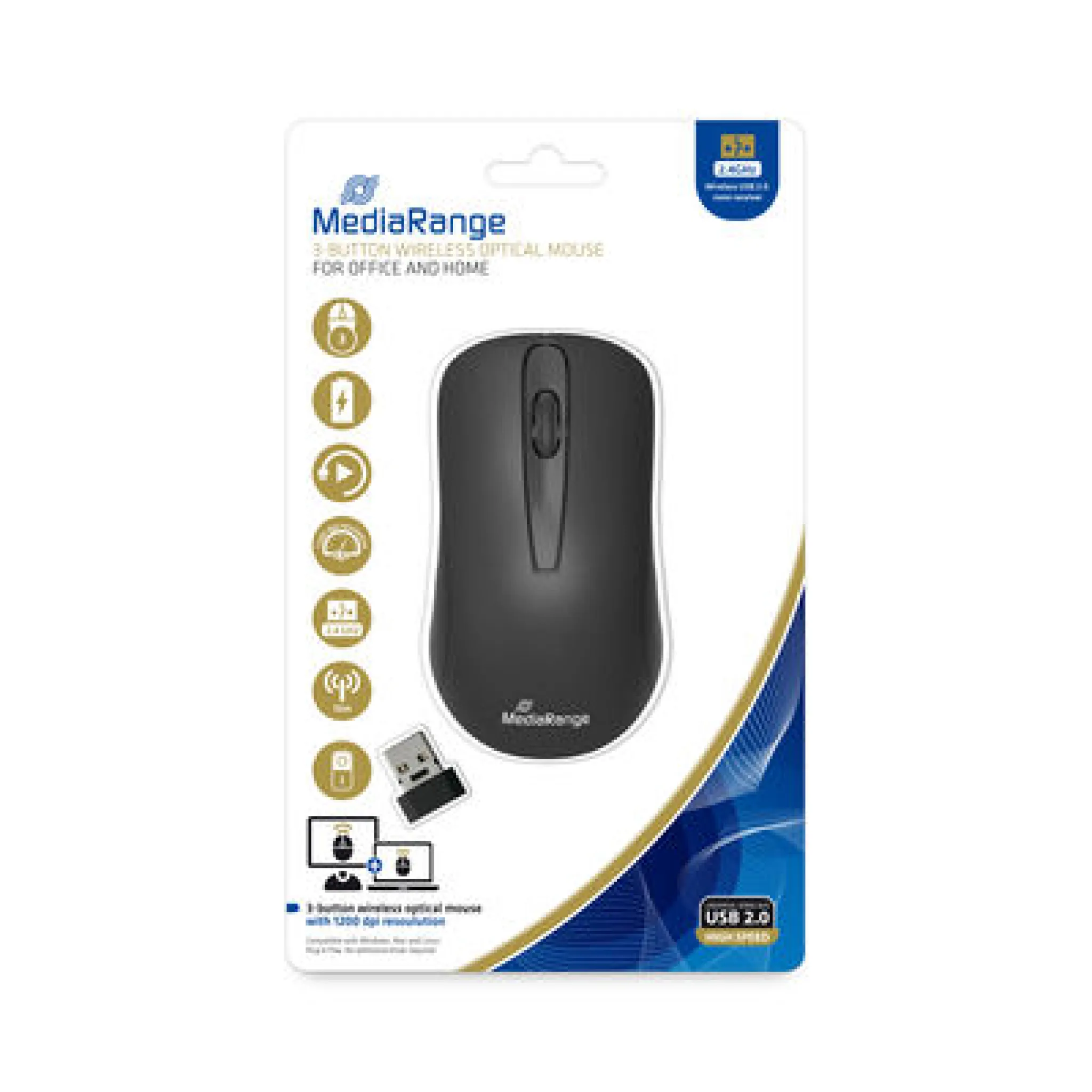 MediaRange Wireless Optical Mouse. Black