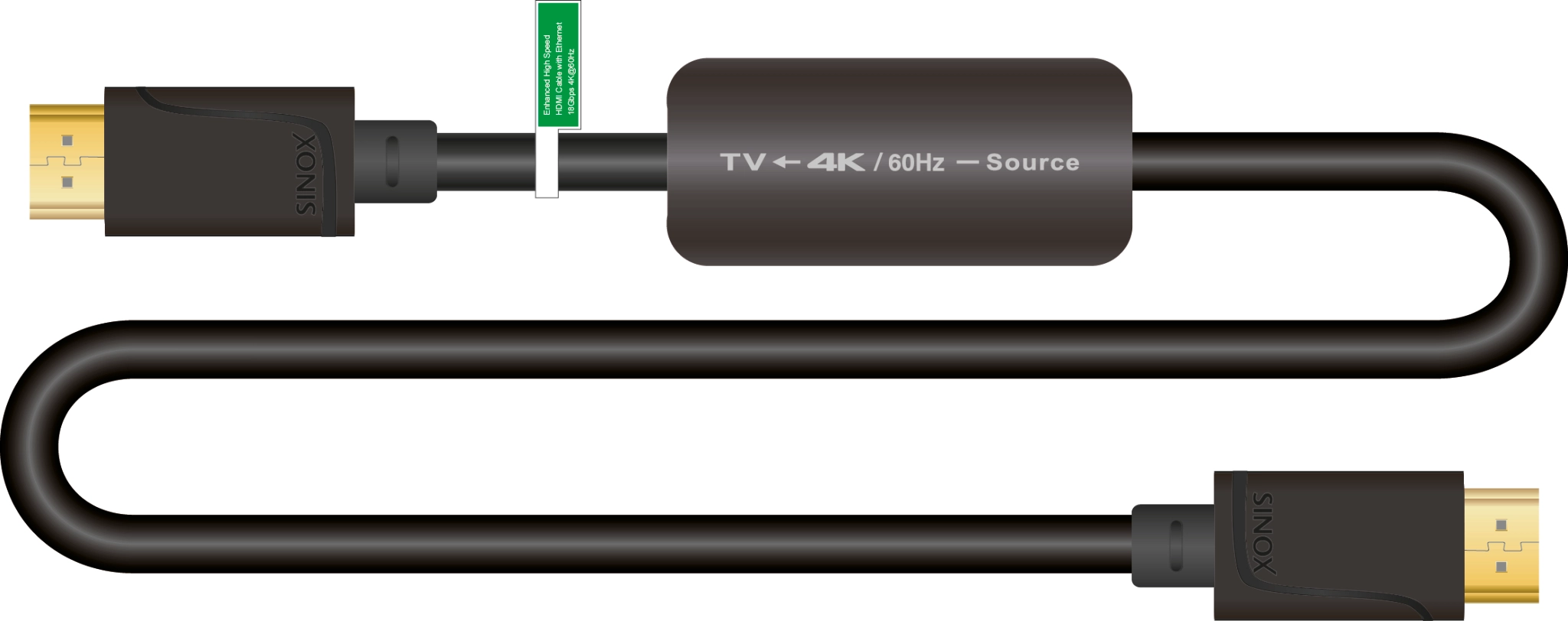 Sinox HDMI™-kabel 4K60Hz+E . 10m. Svart