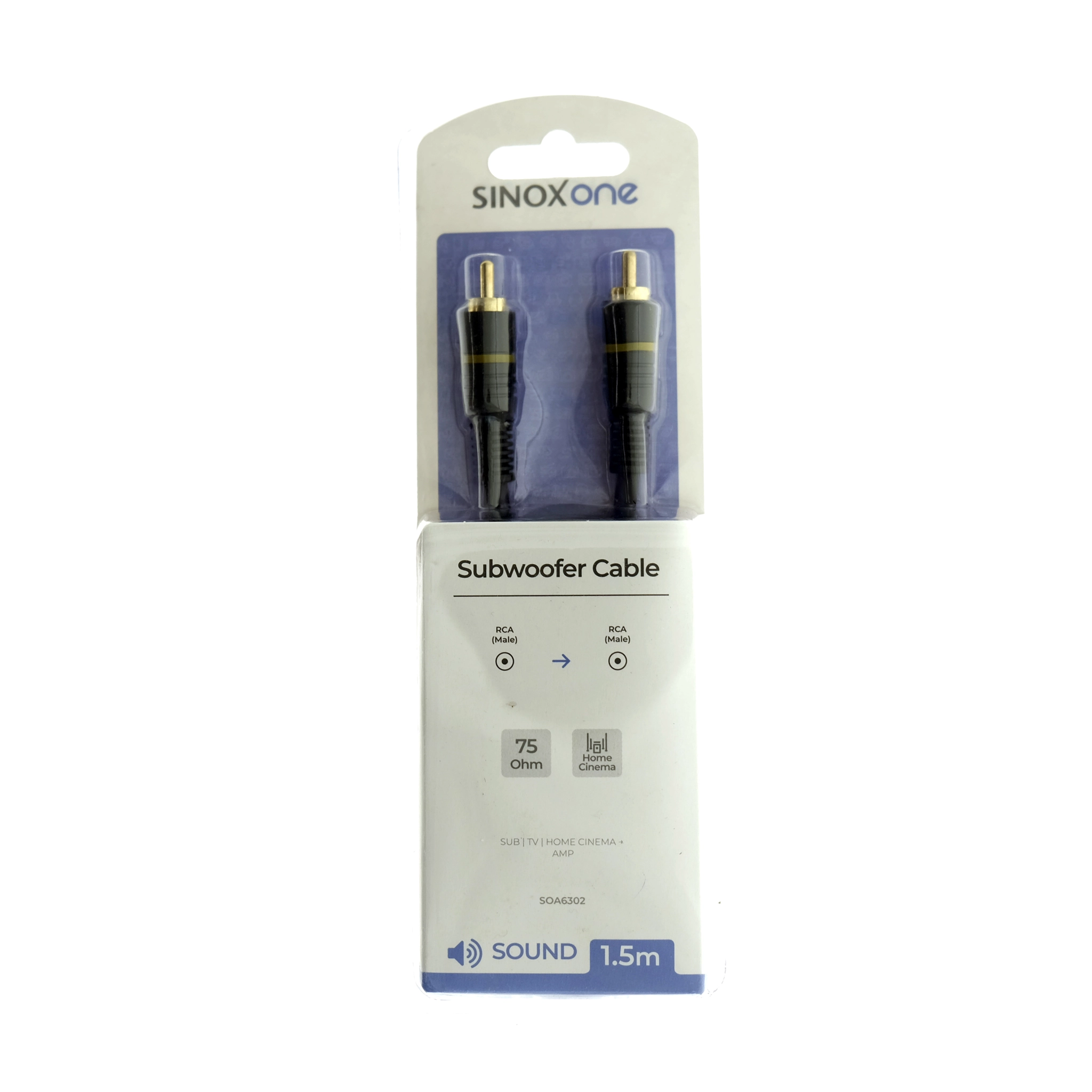 Sinox One Subwoofer Cable. 1.5m. Black