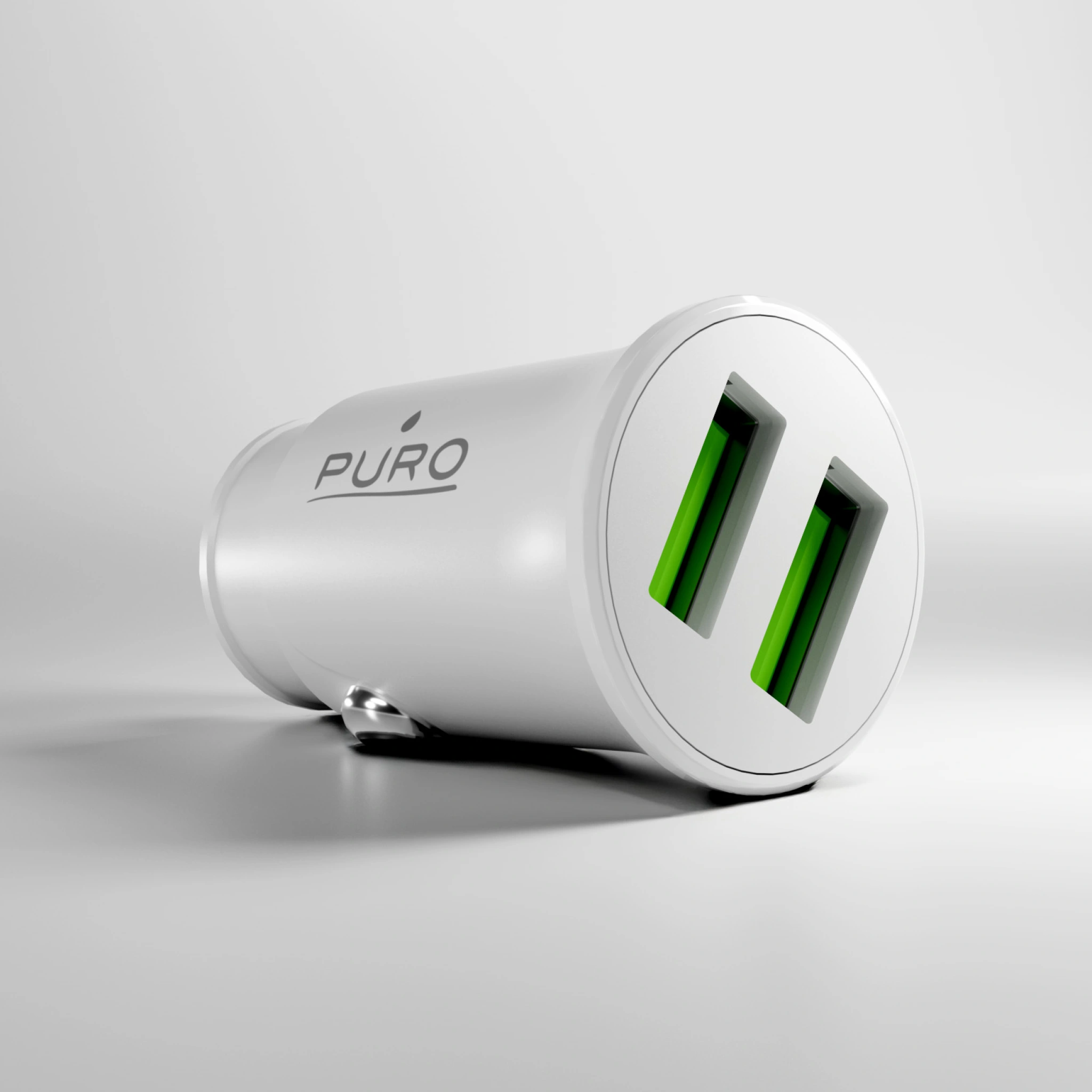 PURO Pro Lite billader med 2 USB-A-porter. Hvit