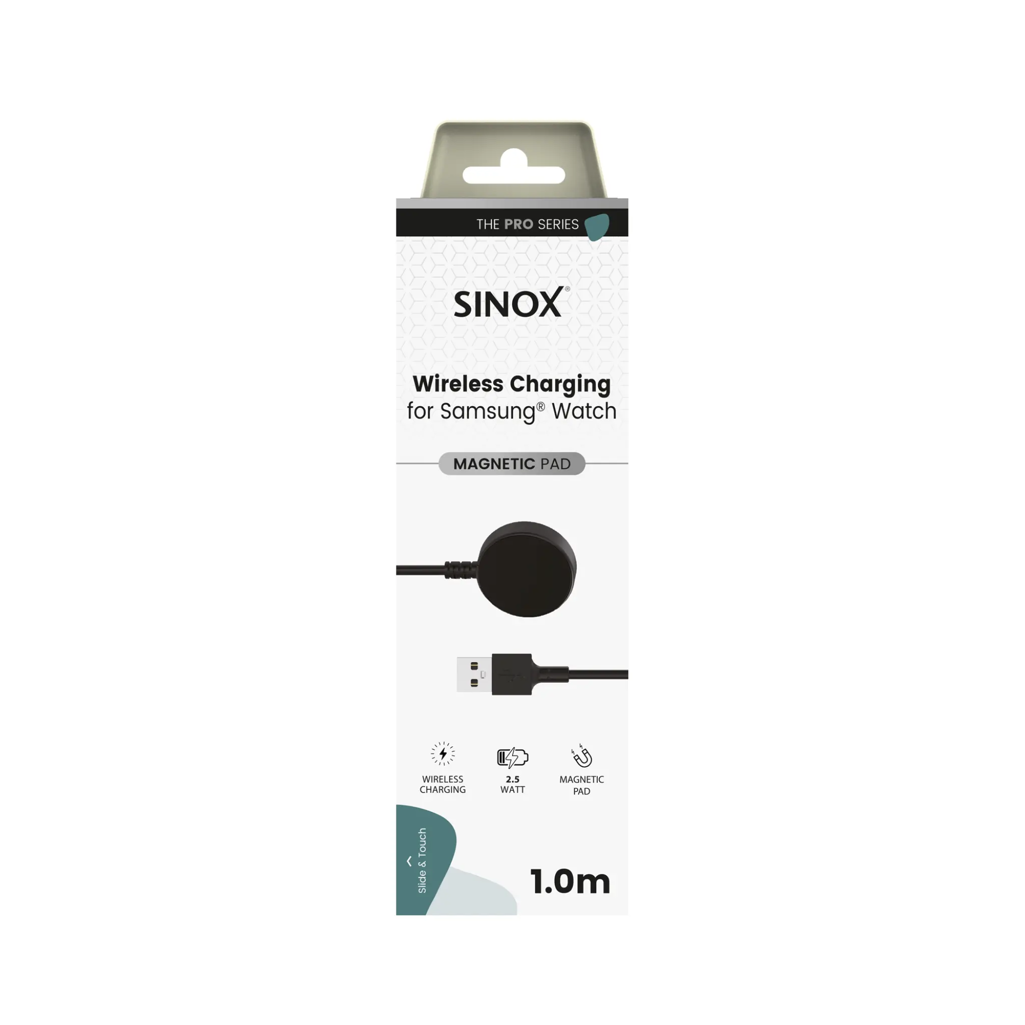 Sinox PRO trådløs ladekabel for Samsung® Watch. 1m. Svart