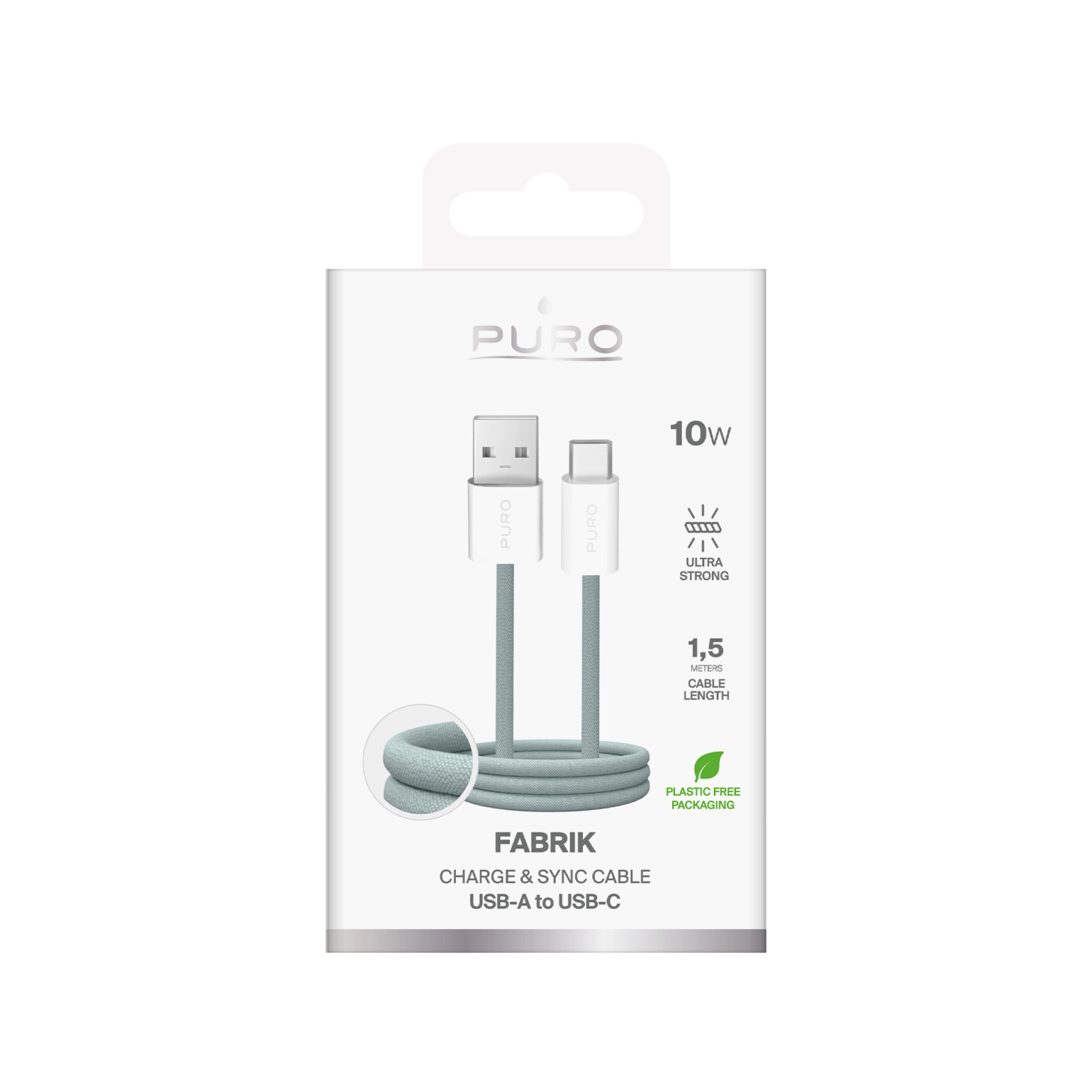 PURO Fabrik 2.0 USB-A - USB-C lade- og synkroniseringskabel