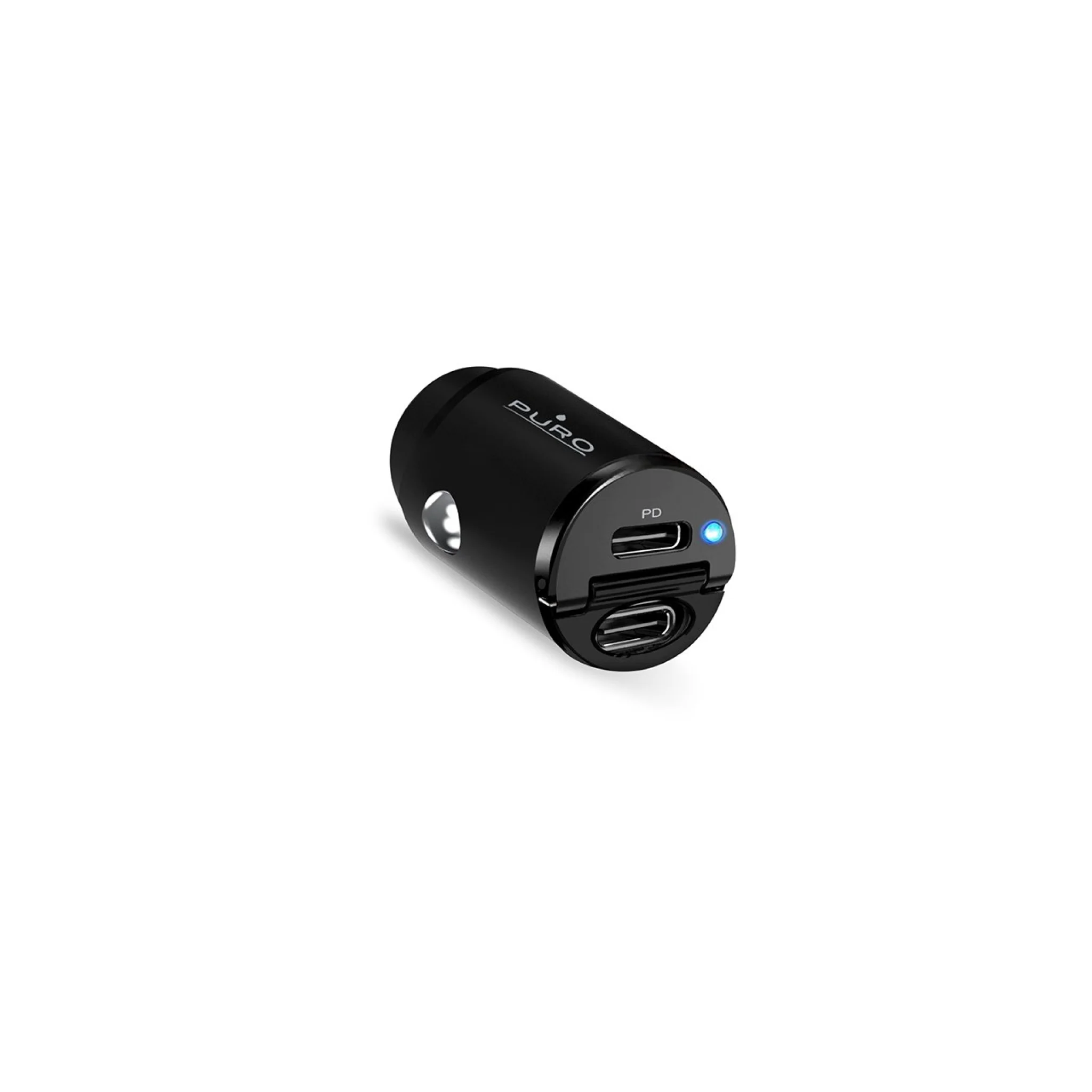 PURO Mini Car Charger "Bullet" 2 Port USB-C hurtiglading og strømforsyning 30W