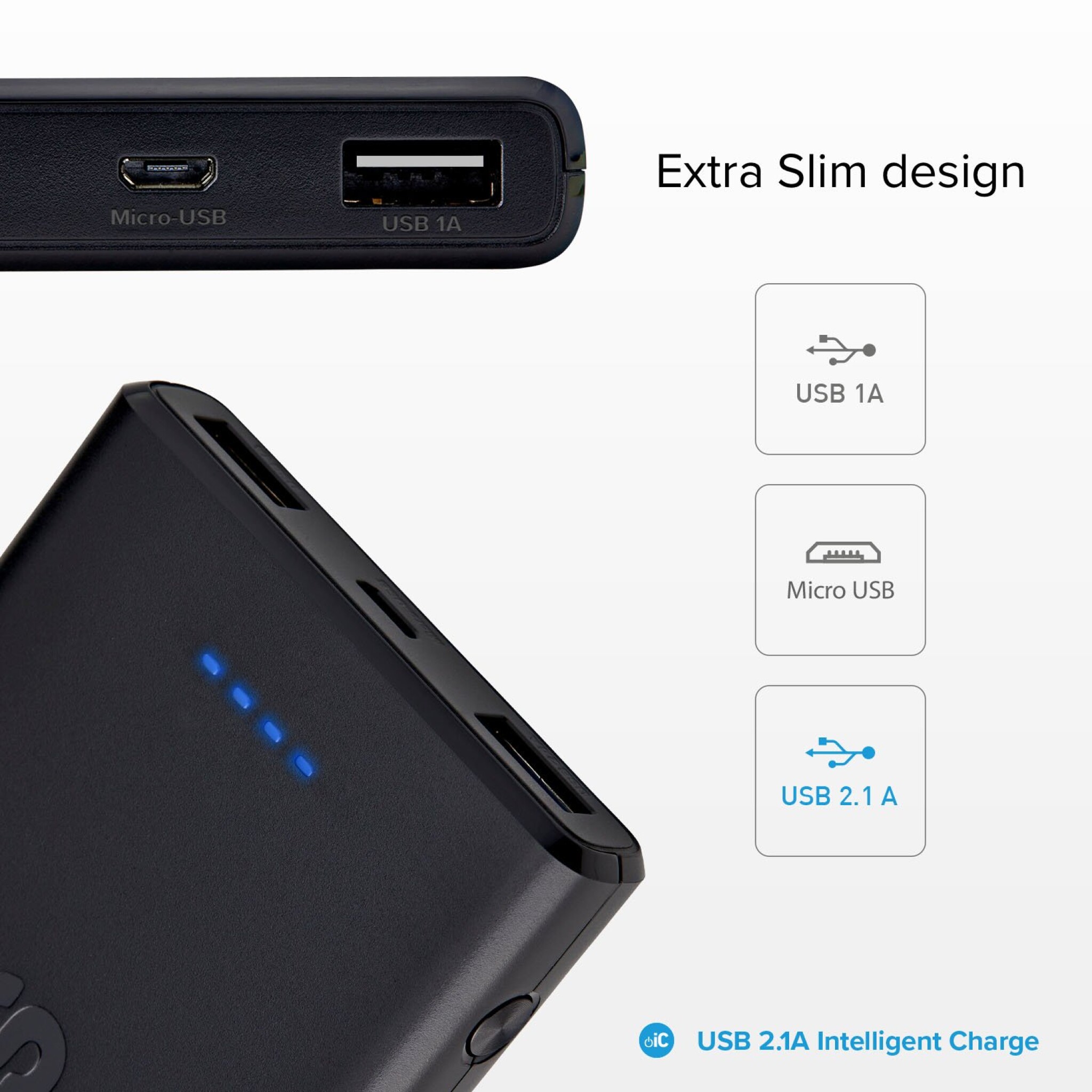 SBS Fast Charge Power Bank. 10.000 mAh. Black