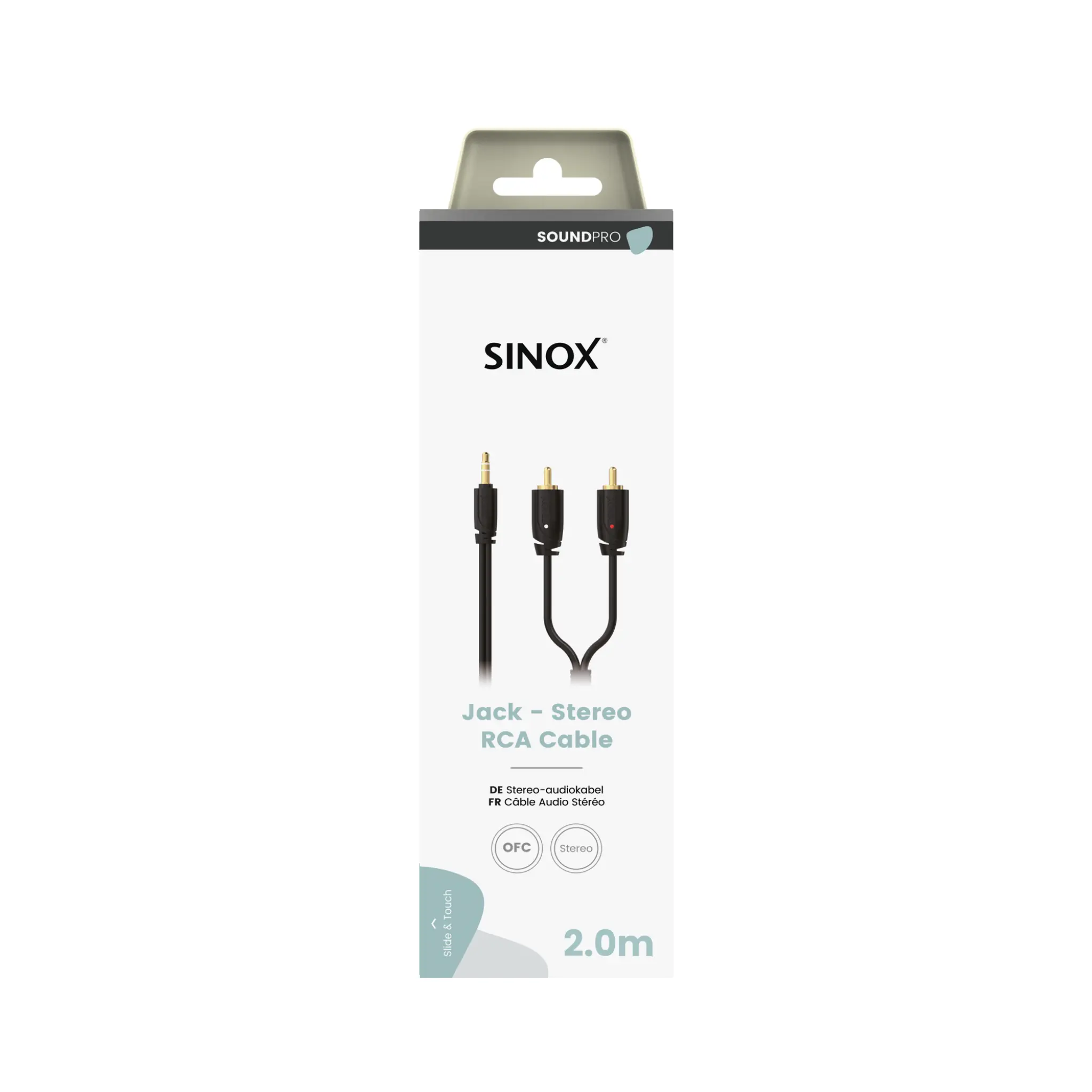 Sinox PRO Mini-jack til Phono-kabel. 2m. Svart