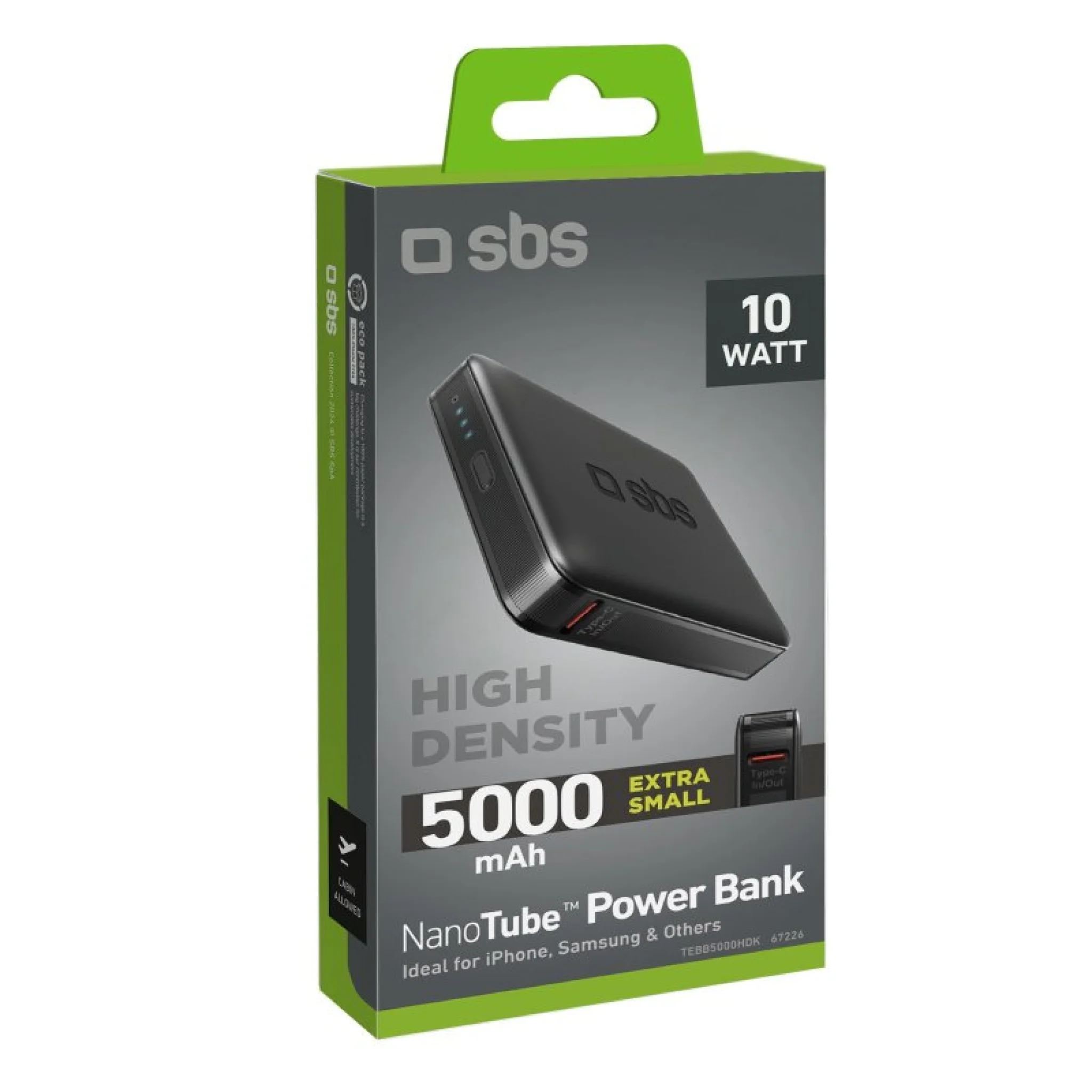 SBS High density 5000 mAh powerbank. Black
