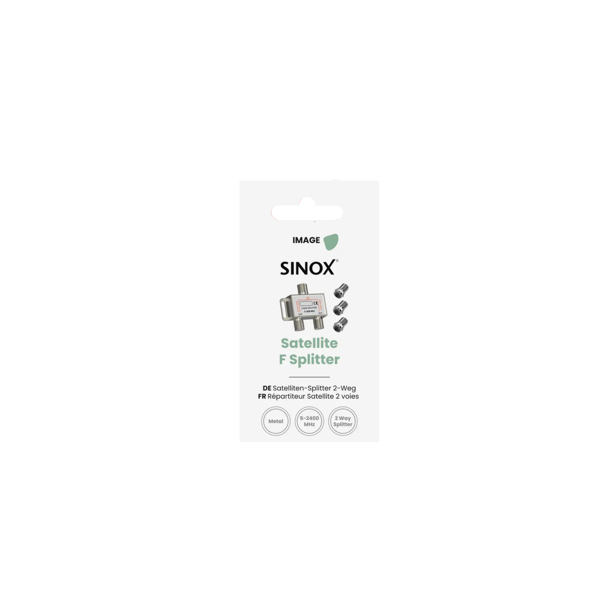 Sinox antennesplitter med F-kontakt. 3 F-kontakter inkludert