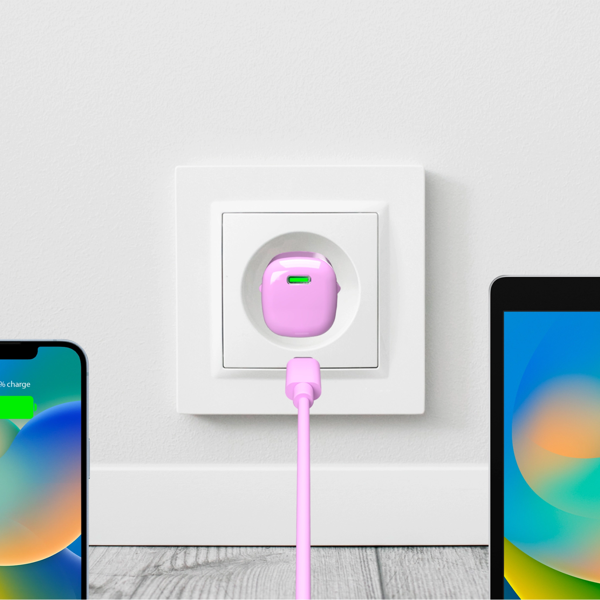 PURO MiniPro 20W USB-C vegglader - GAN-teknologi. Rosa