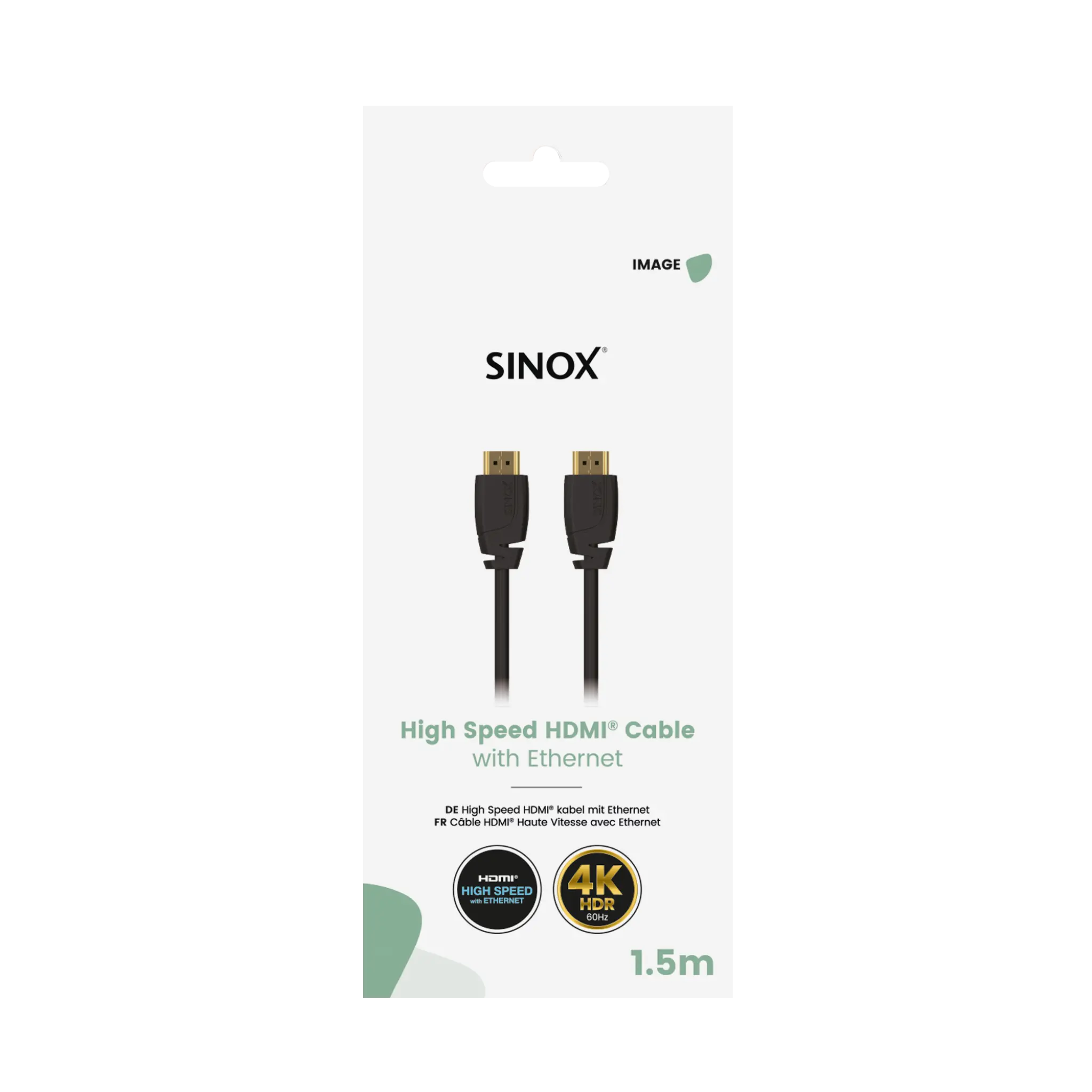 Sinox HDMI™-kabel 4K60Hz+E. 1.5m. Svart