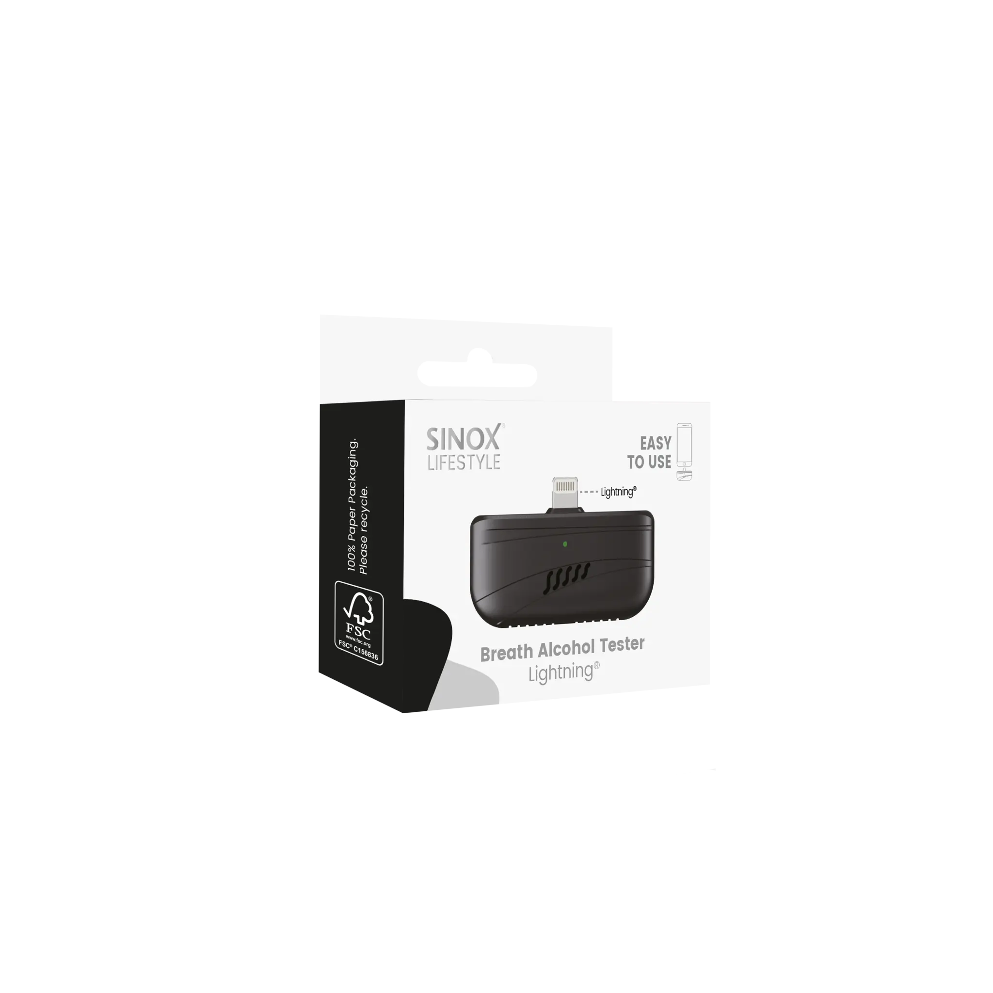 Sinox Mini Alkoholtester Lightning. Svart