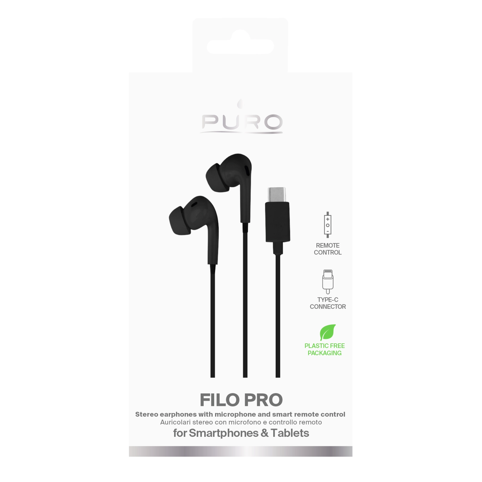 PURO Stereo Earbuds "Filo Pro" med USB-C-kontakt