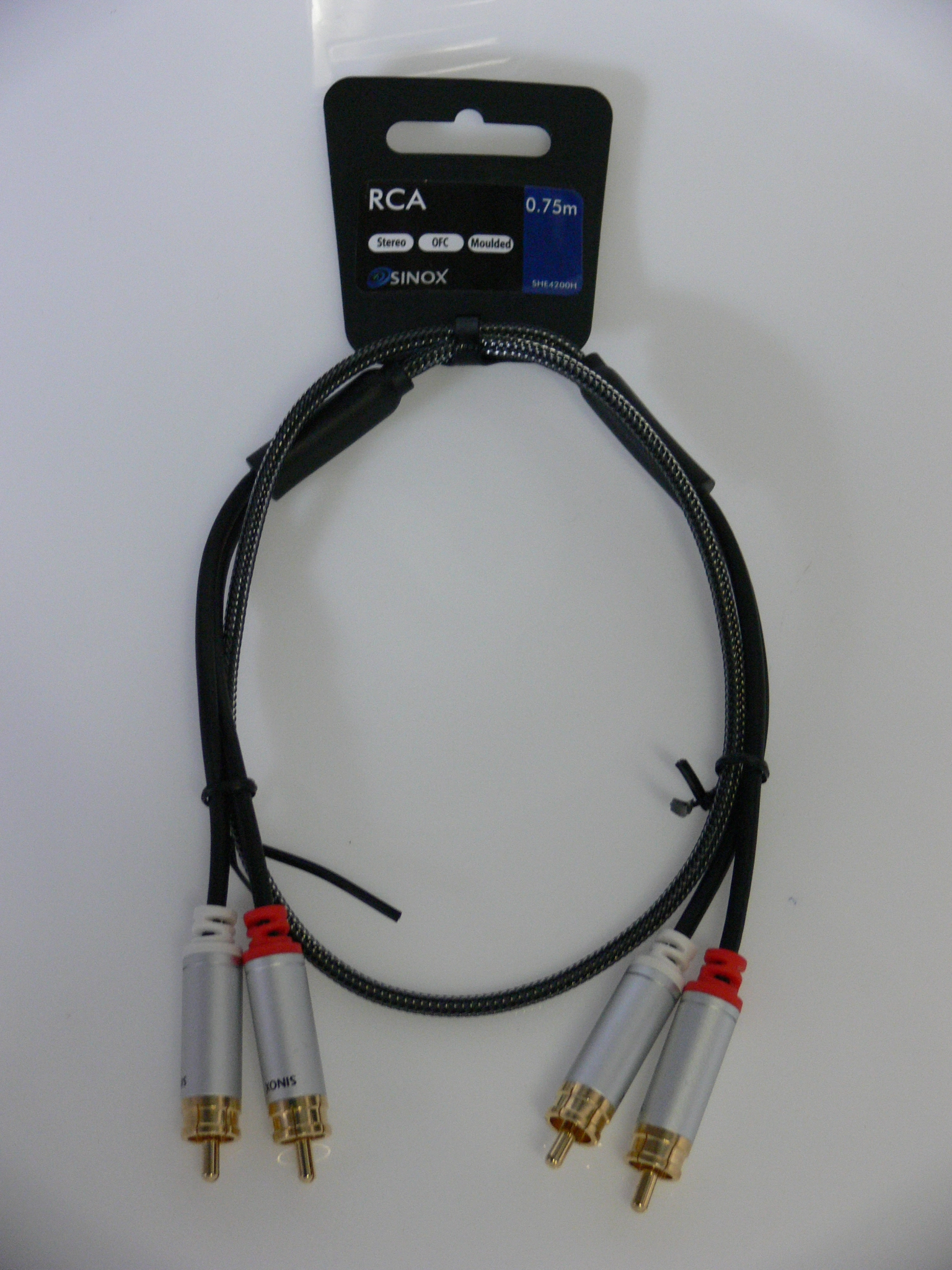 Sinox Phono-kabel. 0.75m. Svart
