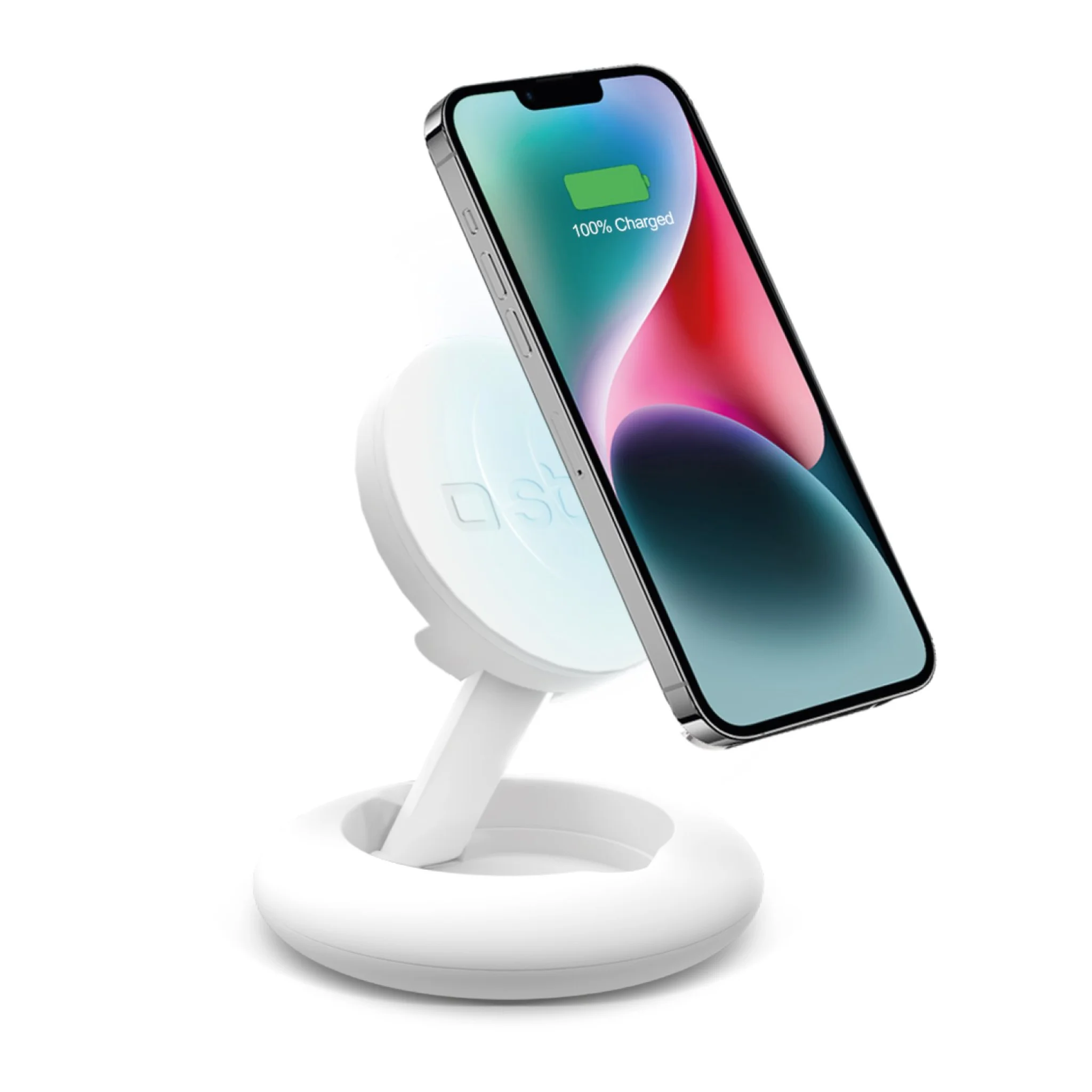 SBS Desktop Stand with Wireless Charger. White