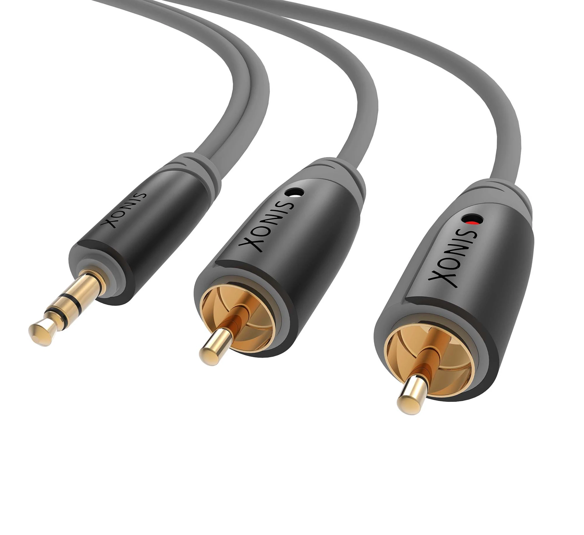 Sinox 3.5mm Mini Jack to Phono Cable. 10m. Grey/black