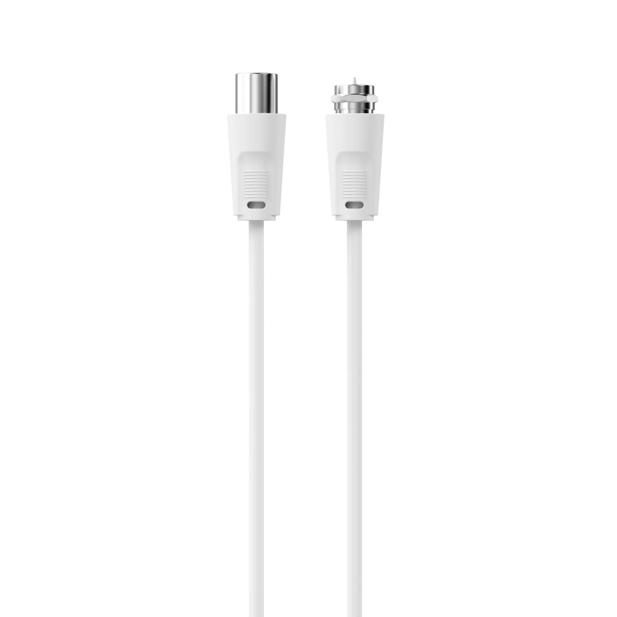 Connectech antennekabel med koaksial og F-kontakt. 1.5m. Hvit