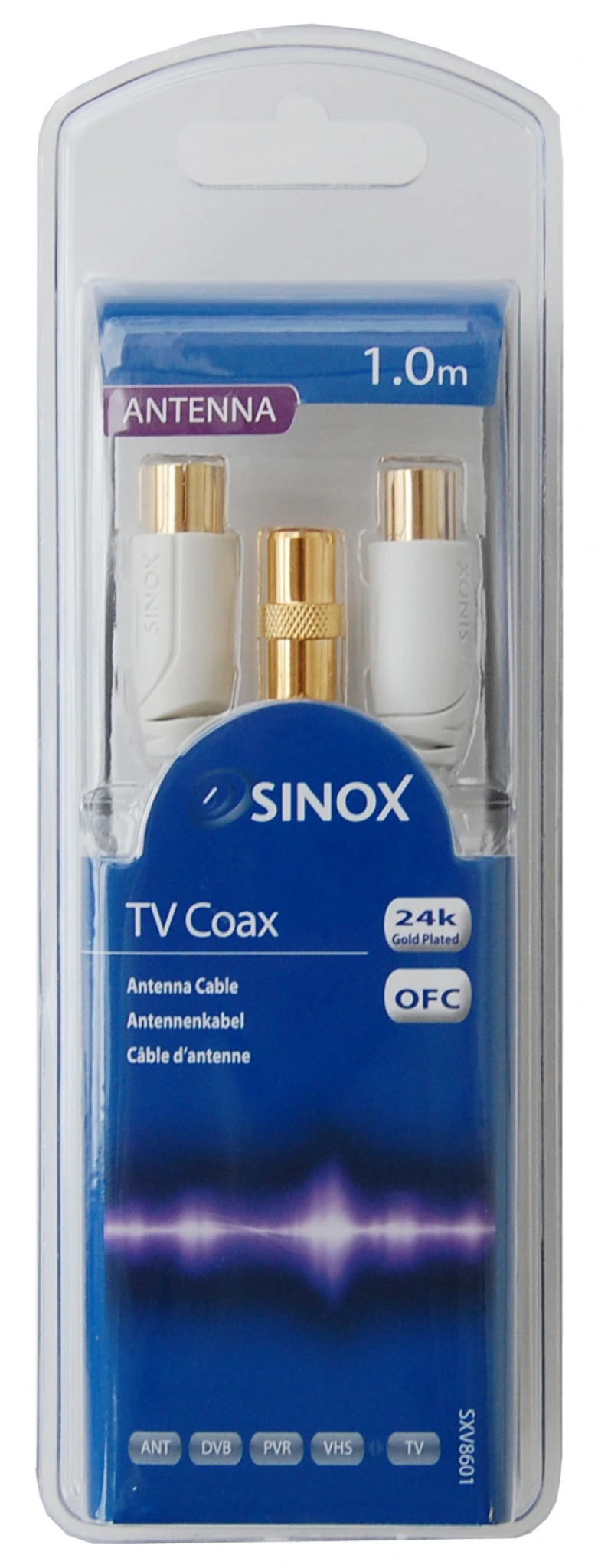 Sinox 70dB antennekabel. 1m. Hvit
