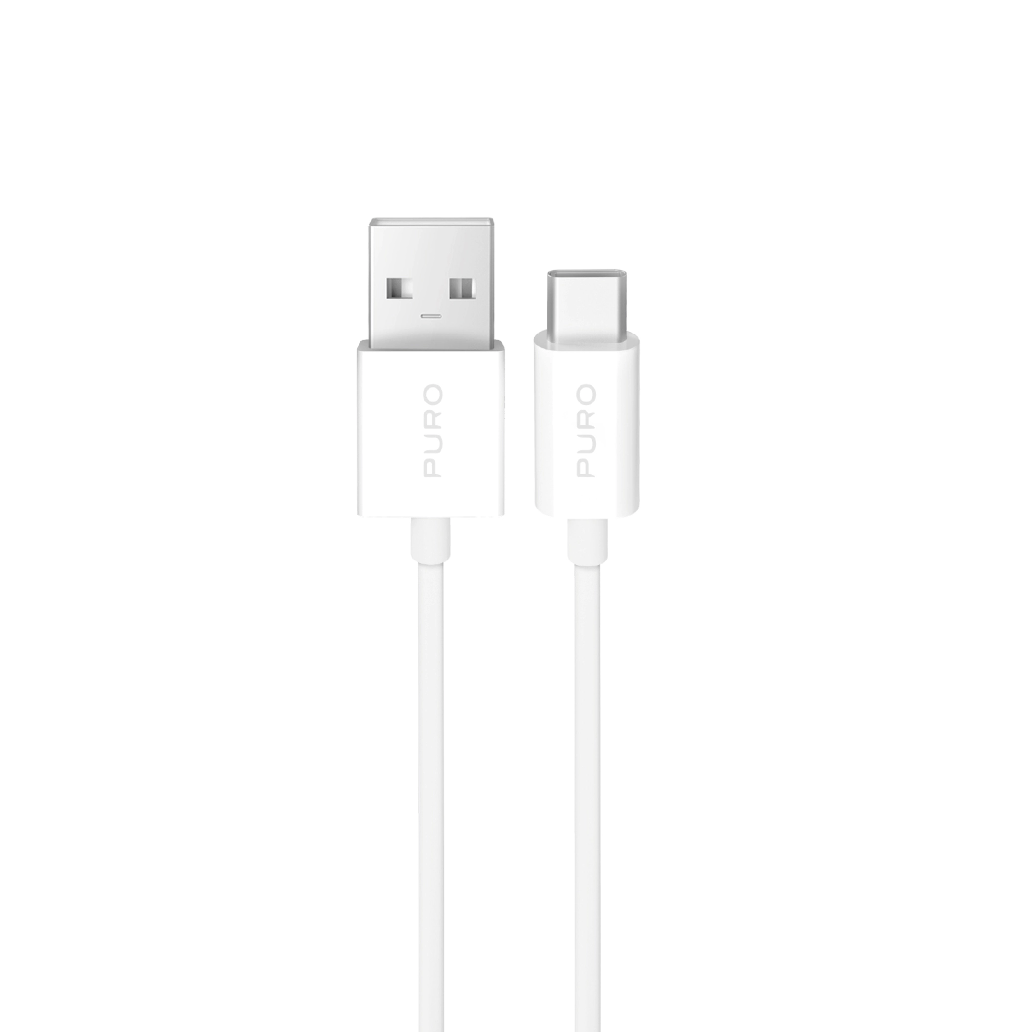 PURO TPE-kabel USB-A til USB-C, 2 m, 2,0, 10 W, hvit