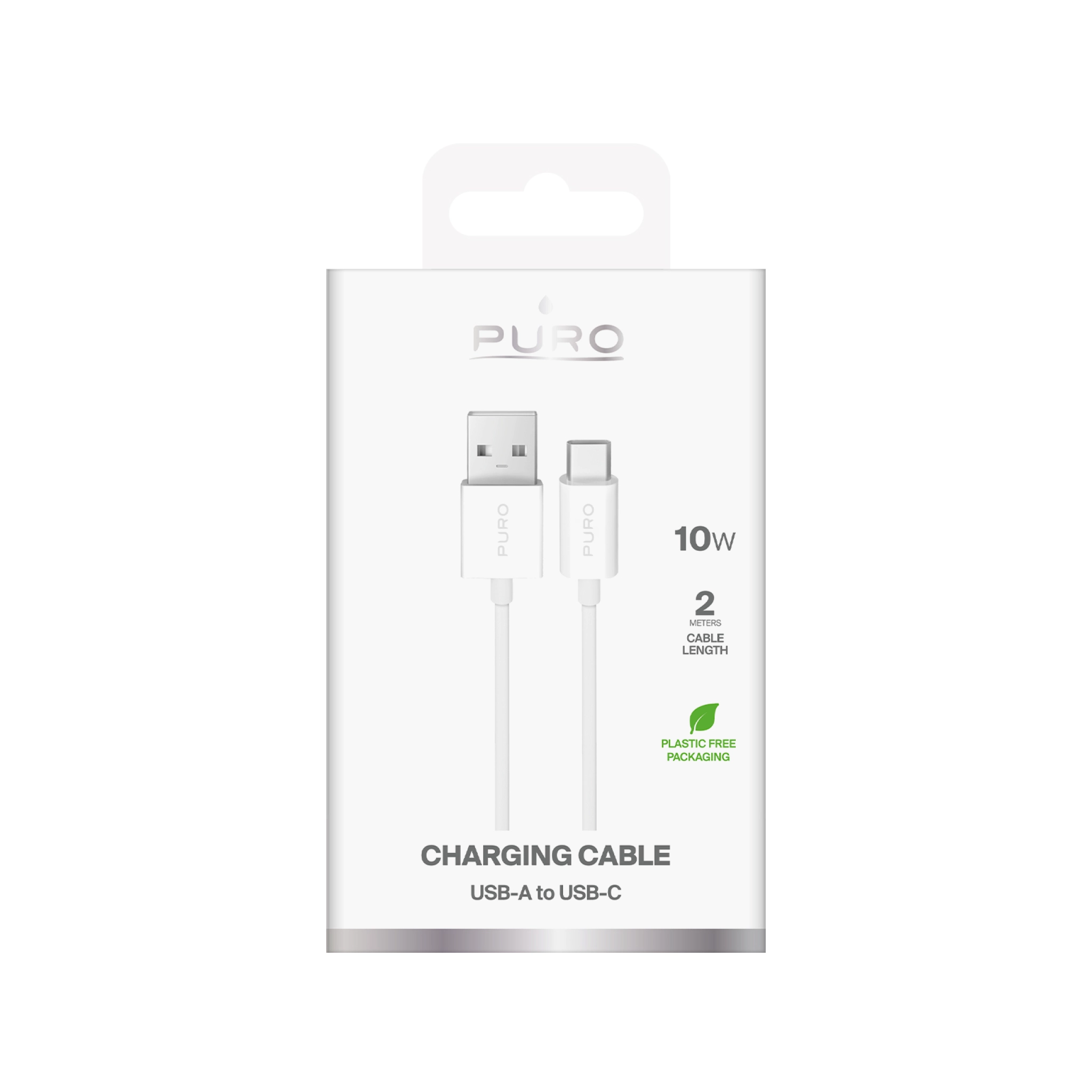 PURO TPE-kabel USB-A til USB-C, 2 m, 2,0, 10 W, hvit