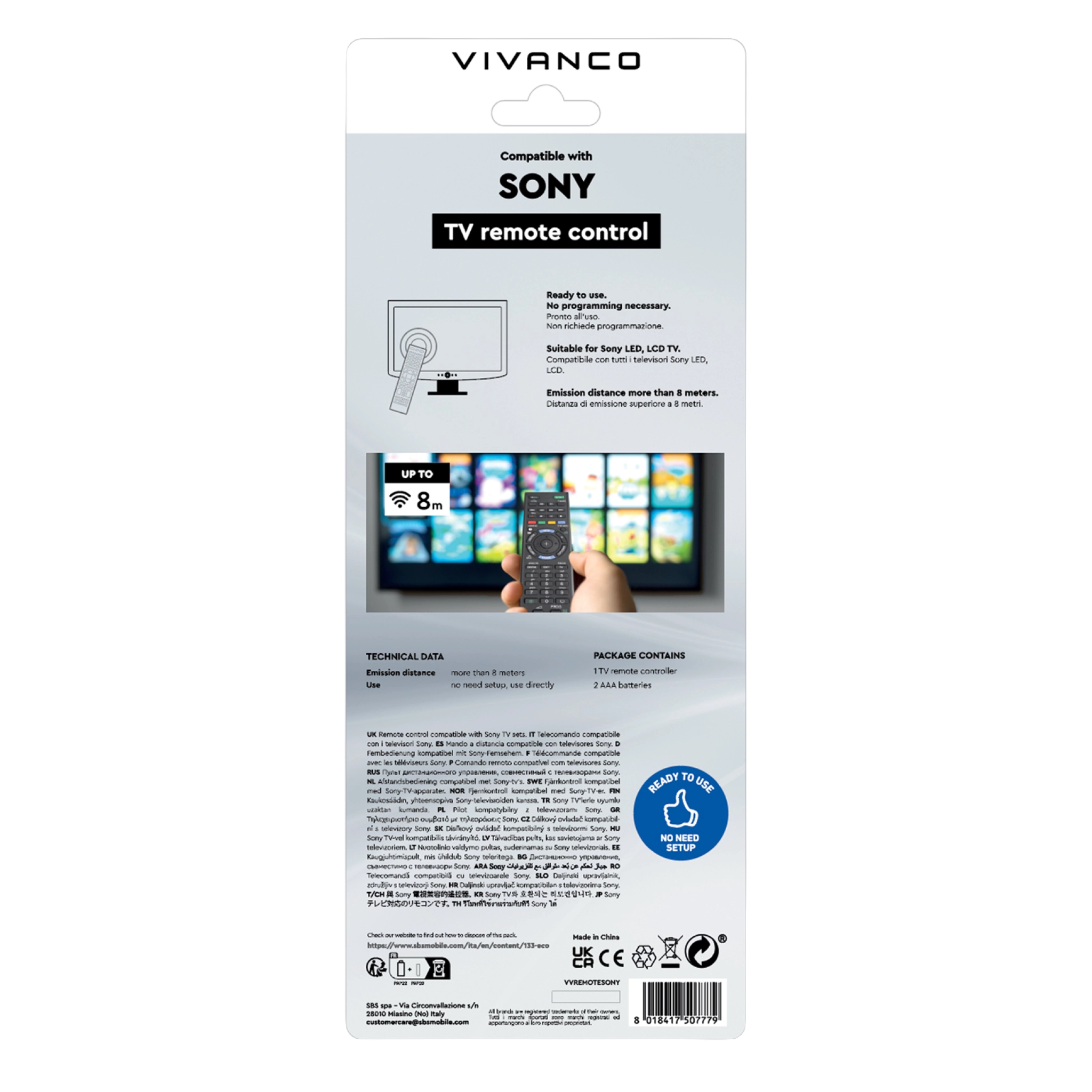 Vivanco Sony TV-fjernkontroll