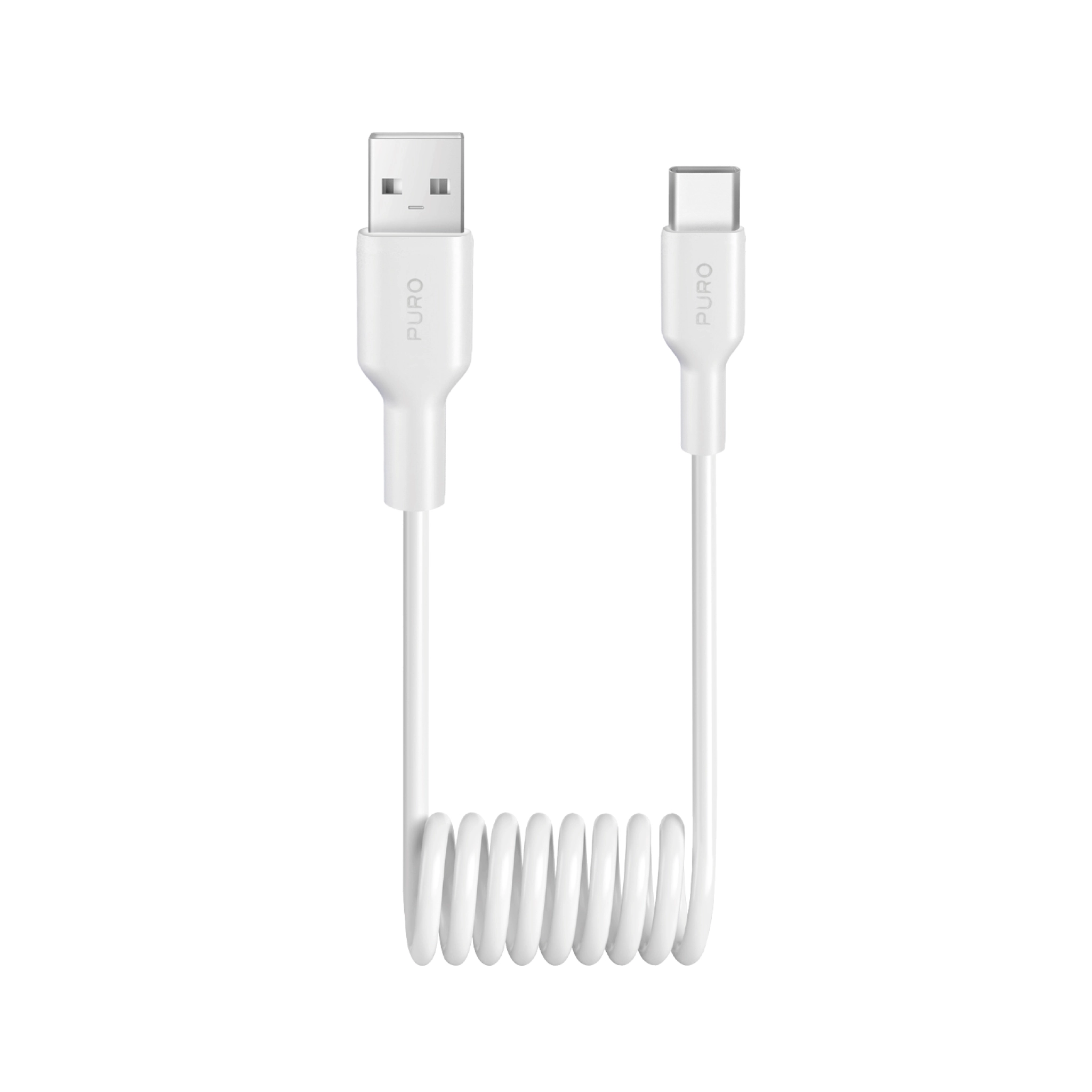 PURO USB-A til USB-C TPU-spiralkabel, 1 m