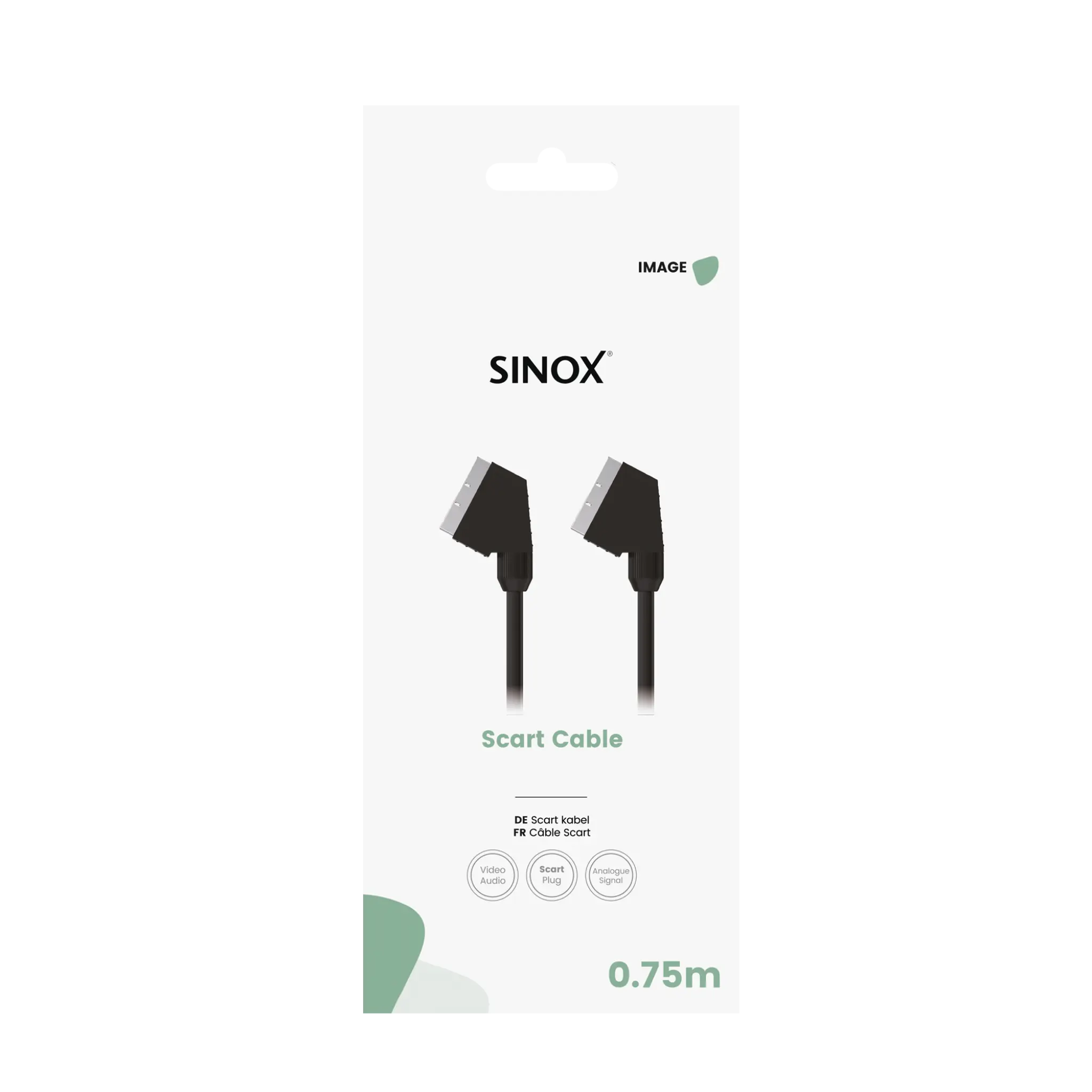 Sinox Scart-kabel. 0.75m. Svart