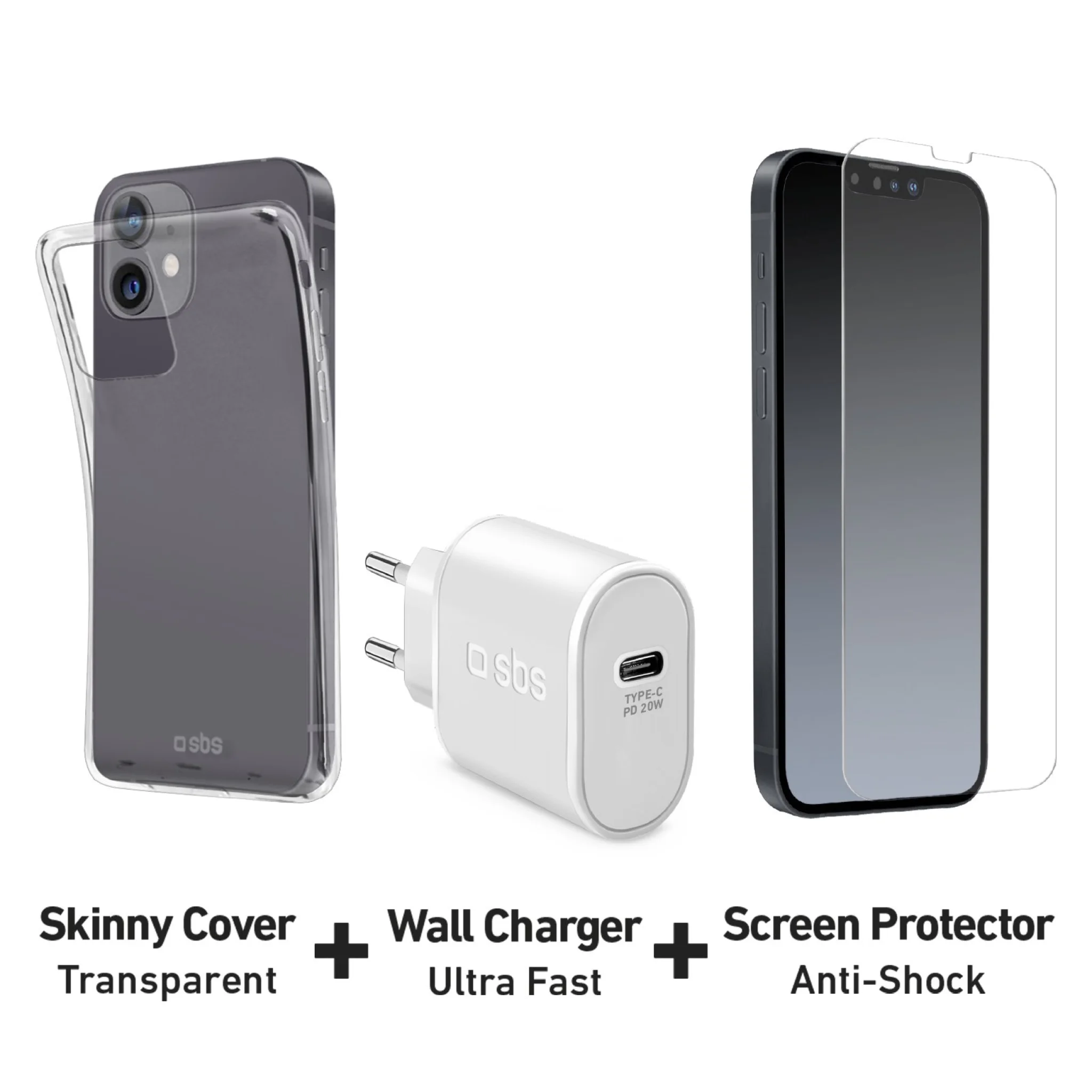 SBS Charger, Cover and Screen Kit for iPhone 14 / 13®