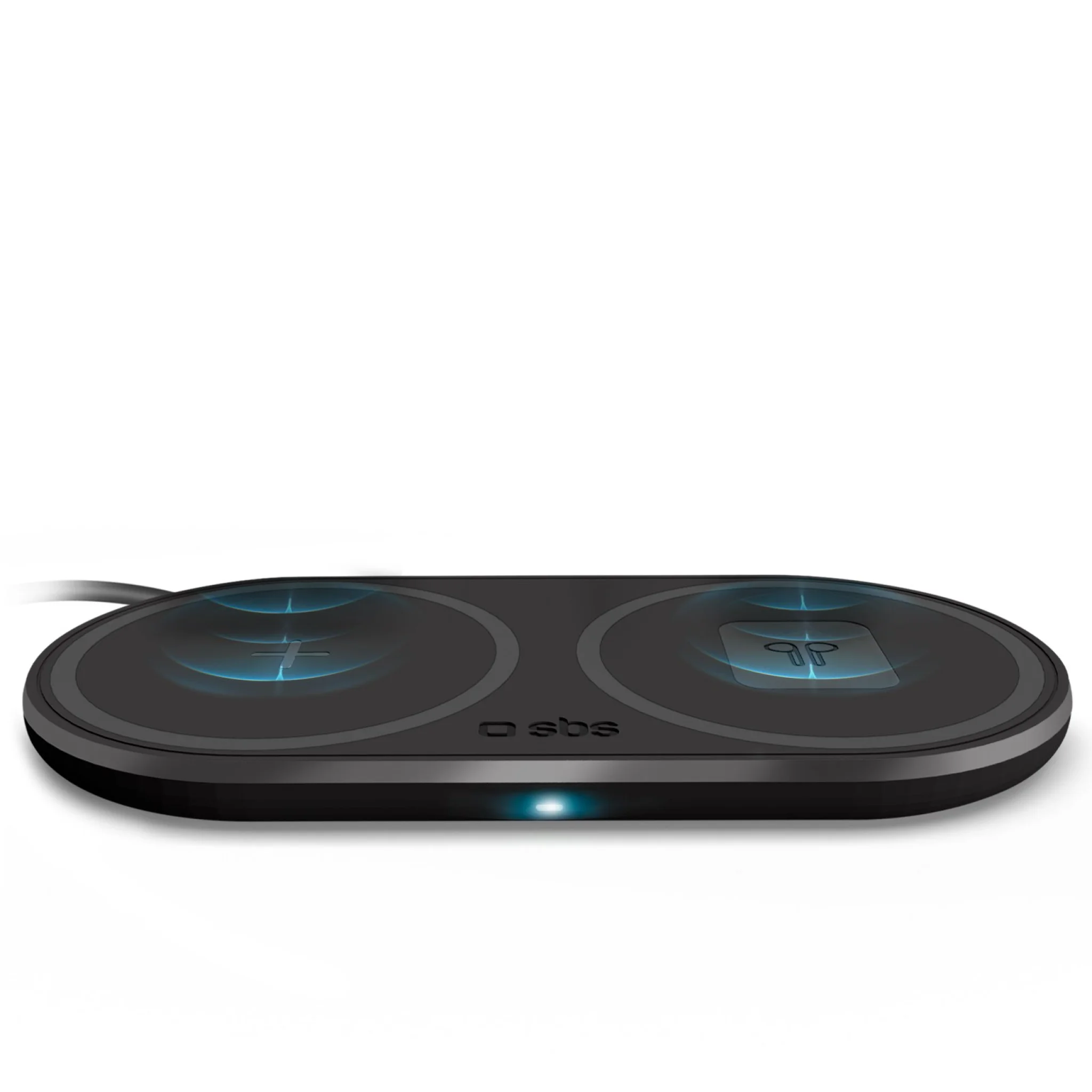 SBS Dual Wireless 10W+10W Qi Charger Pad. Black