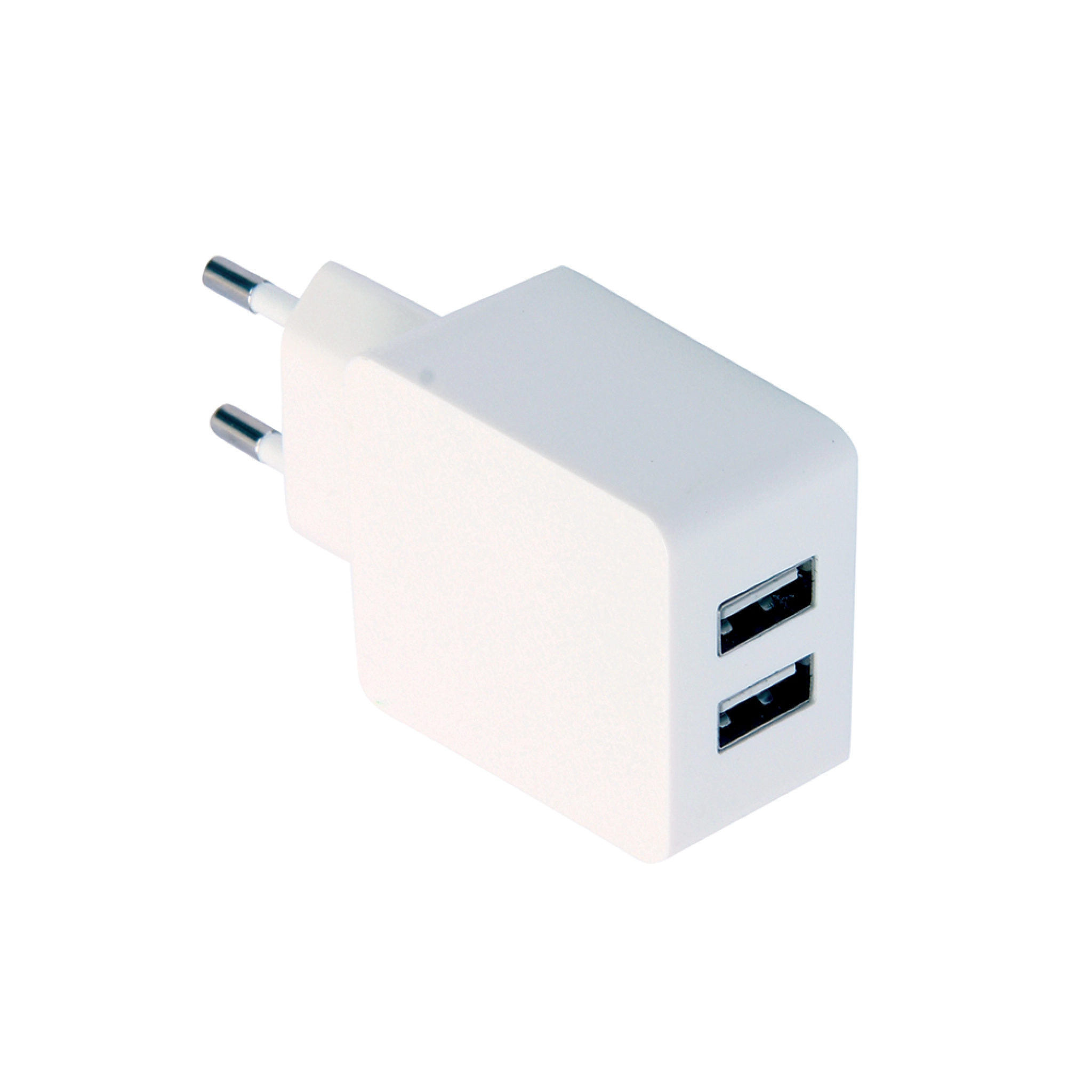 Sinox 230V dobbel USB A lader 1,0+2,1A. Hvit