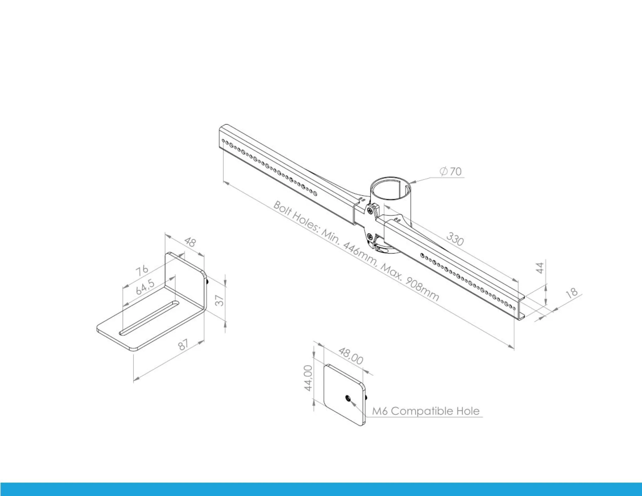 Cavus Universal lydplankeholder. Svart